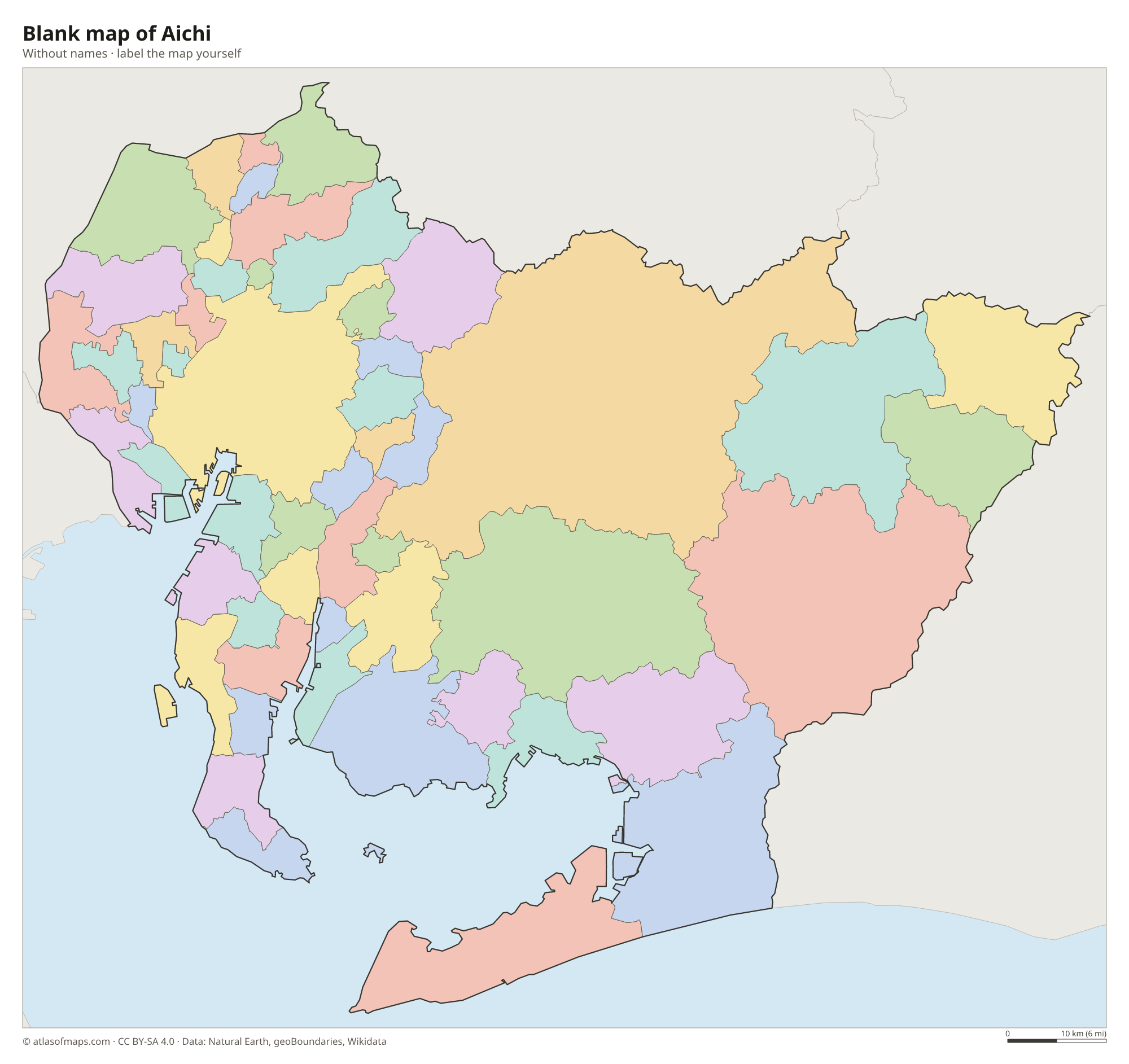Blank map of Aichi without names