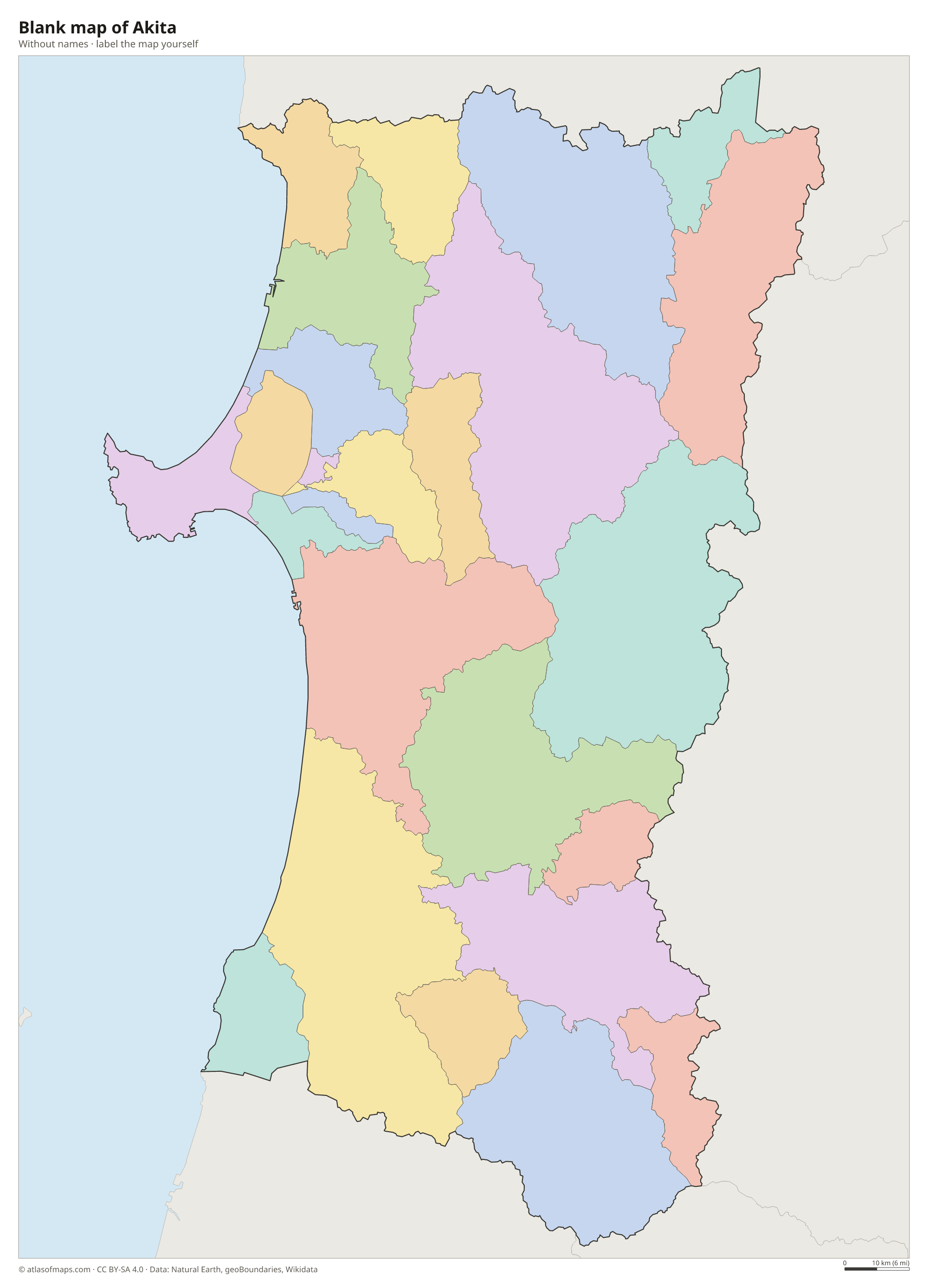 Blank map of Akita without names