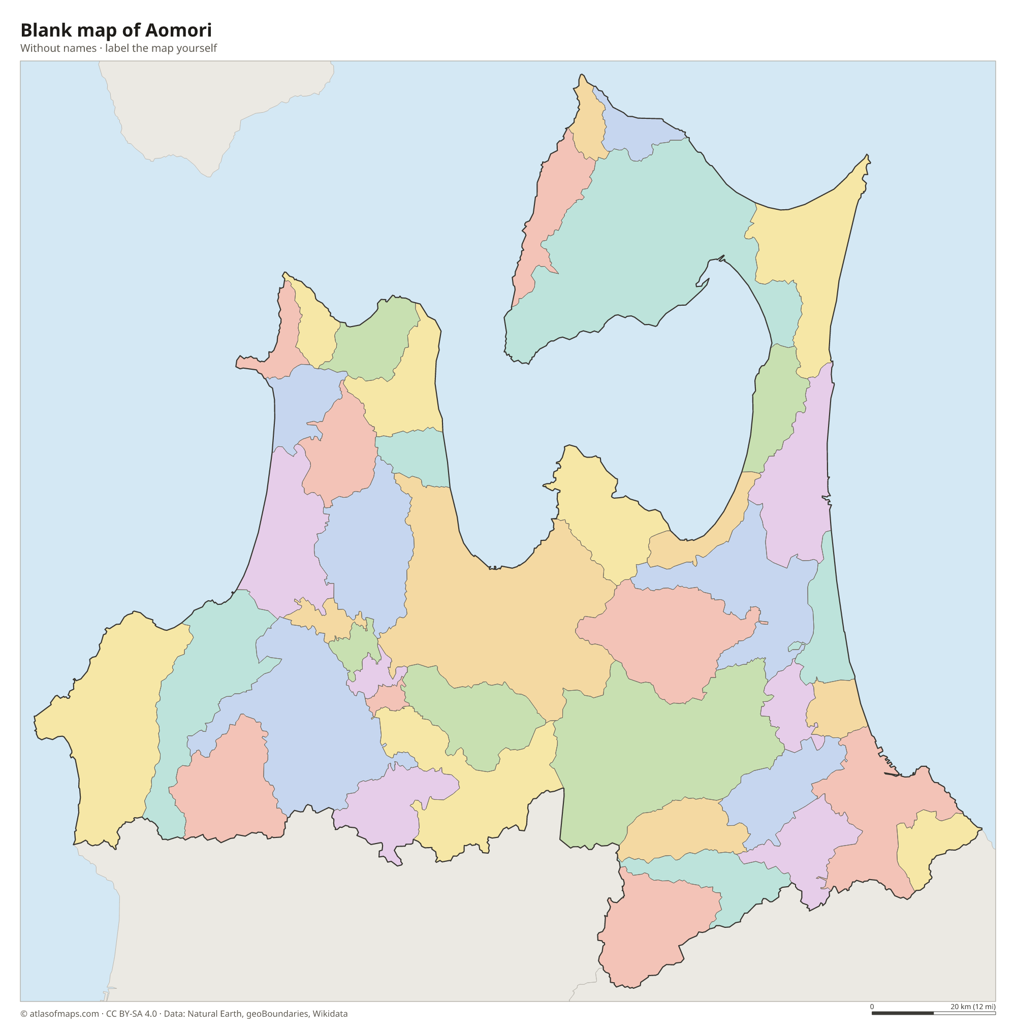 Blank map of Aomori without names