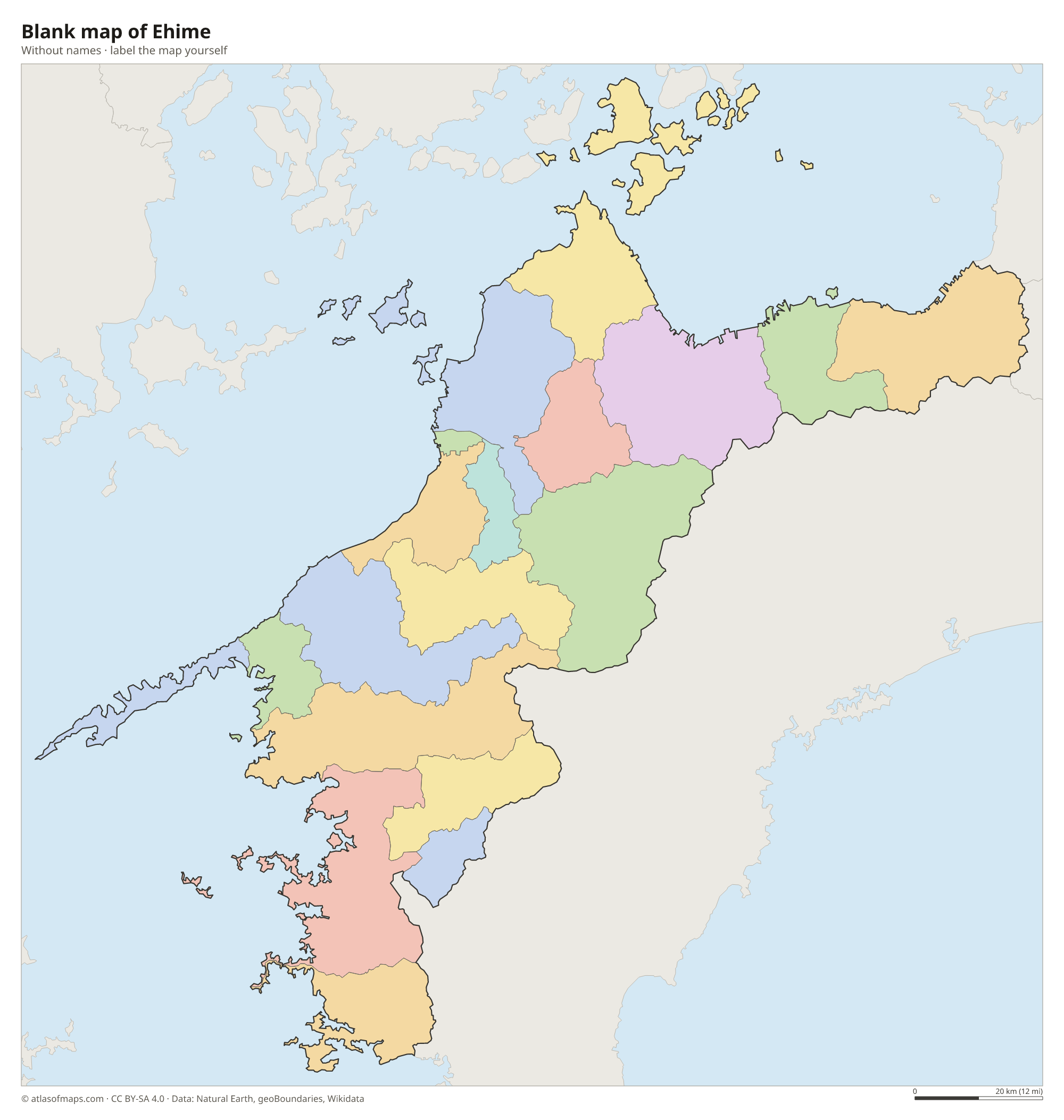 Blank map of Ehime without names