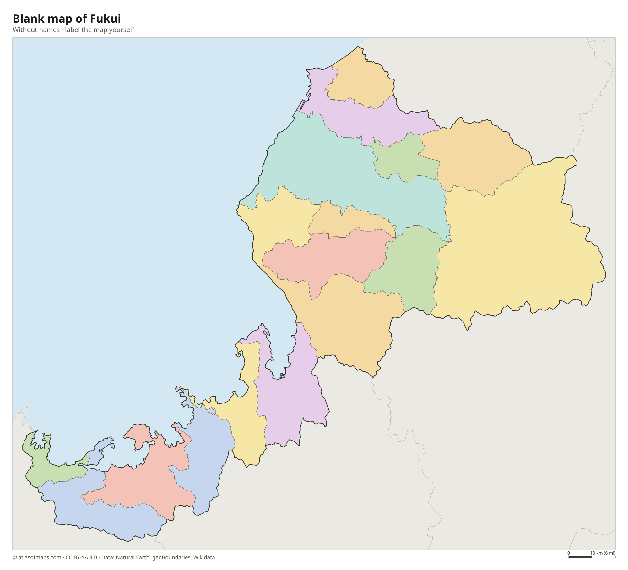 Blank map of Fukui without names