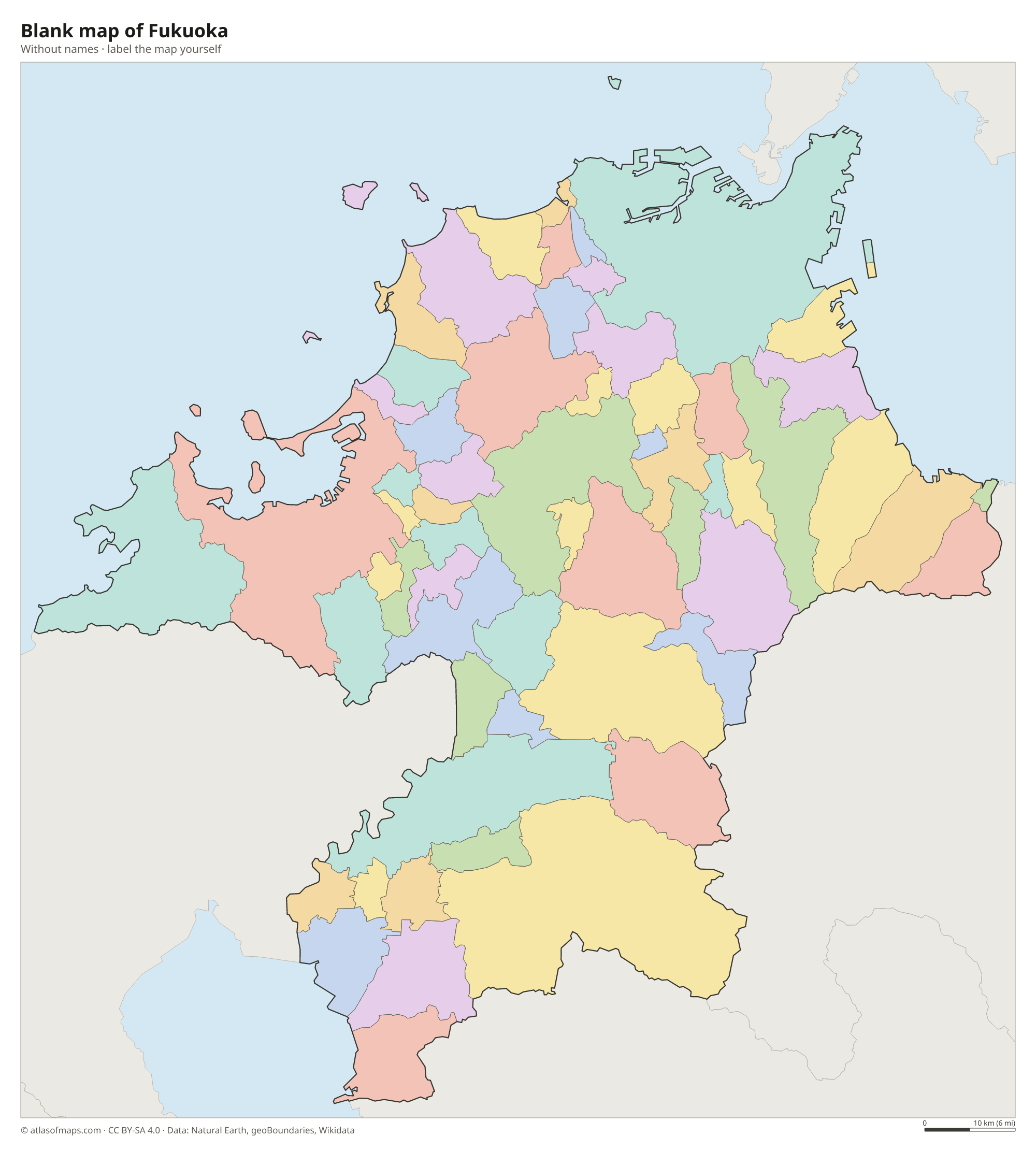 Blank map of Fukuoka without names