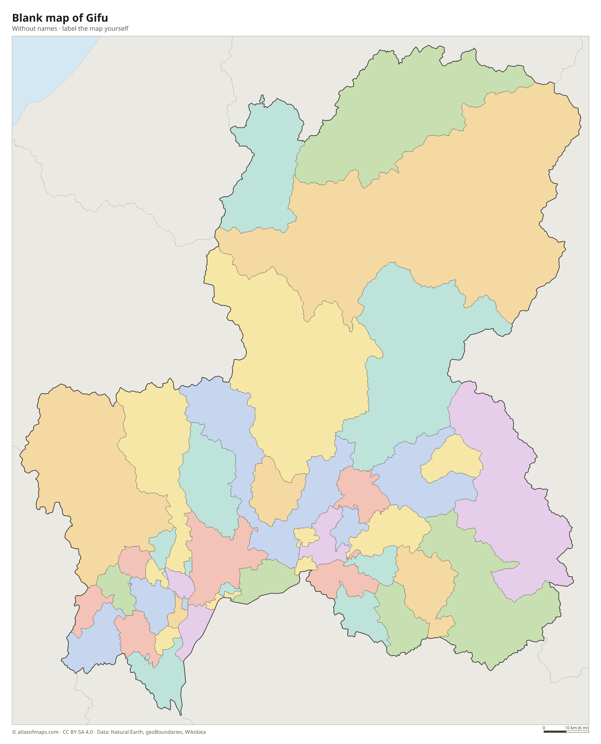 Blank map of Gifu without names