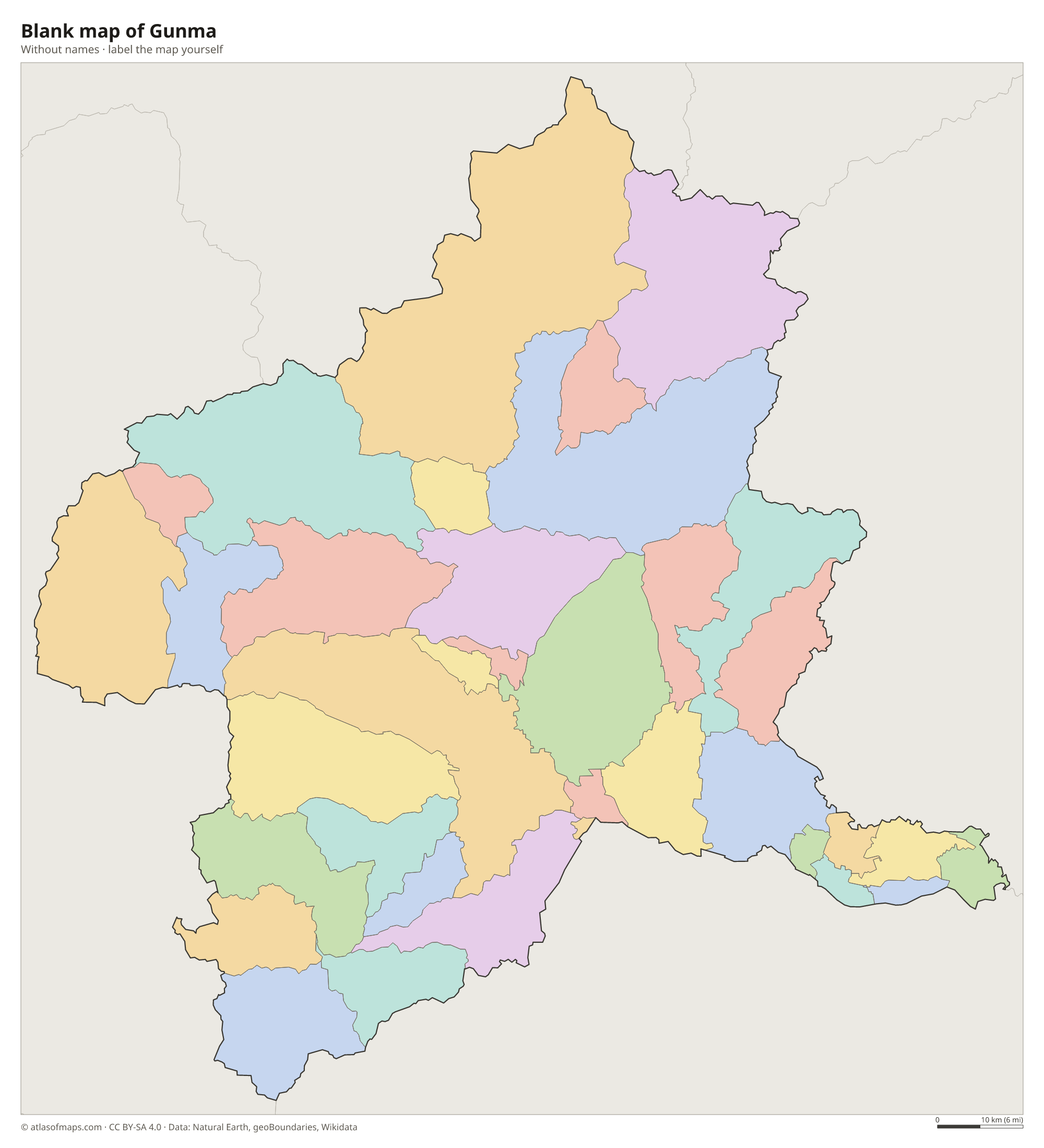 Blank map of Gunma without names