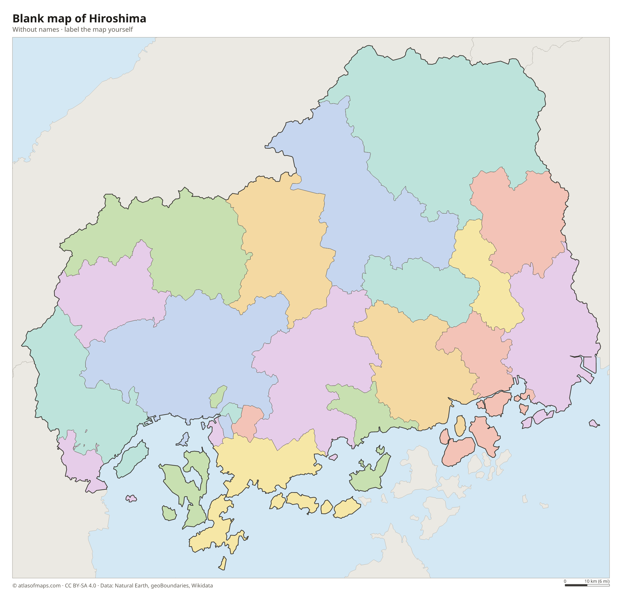 Blank map of Hiroshima without names