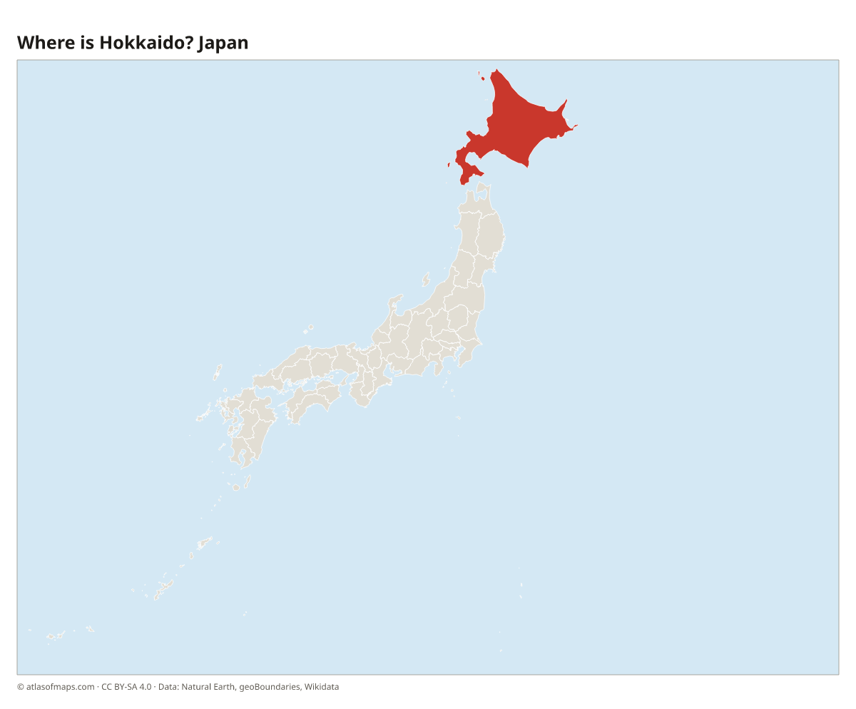 Location of Hokkaido in Japan
