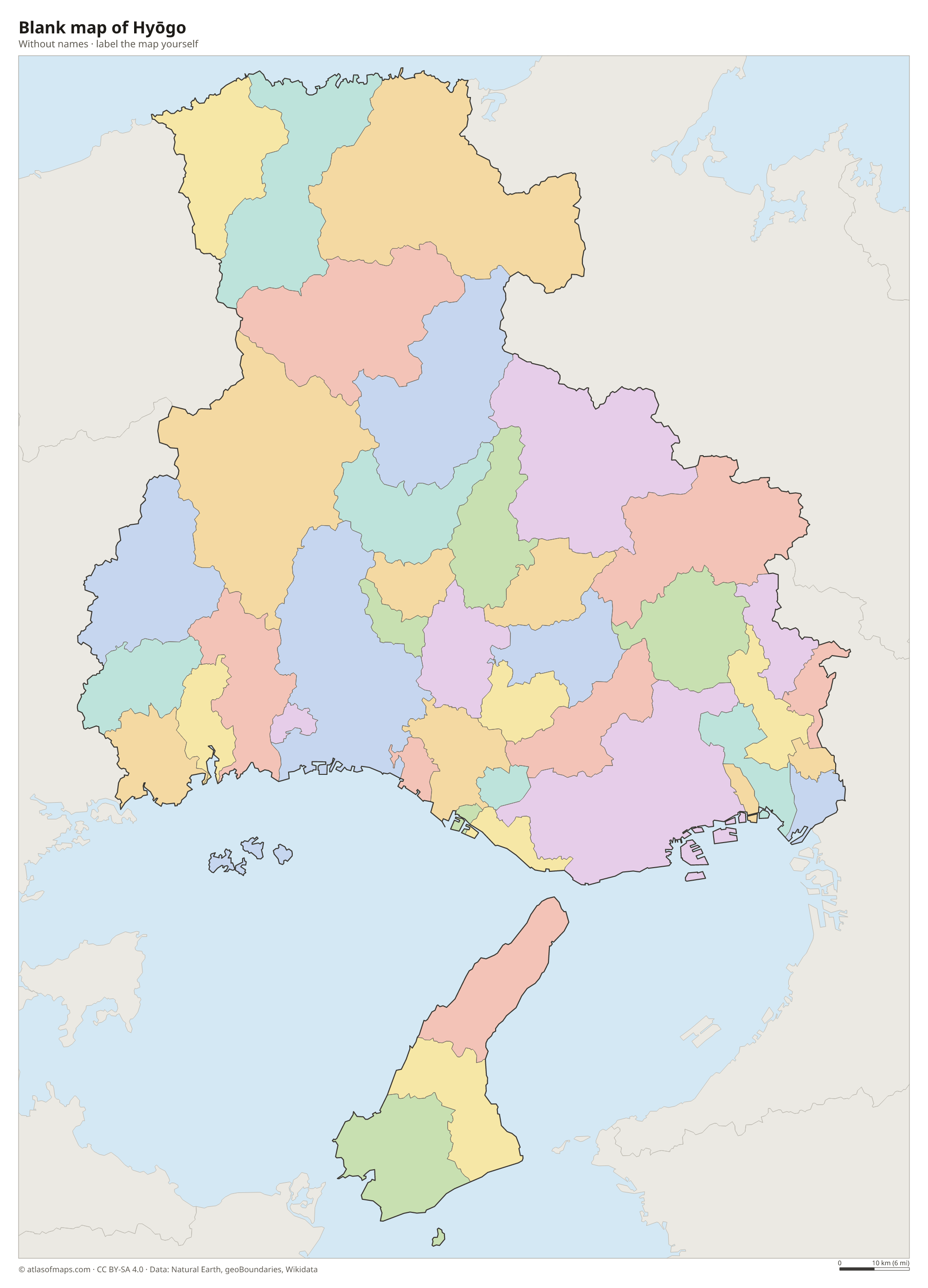 Blank map of Hyōgo without names