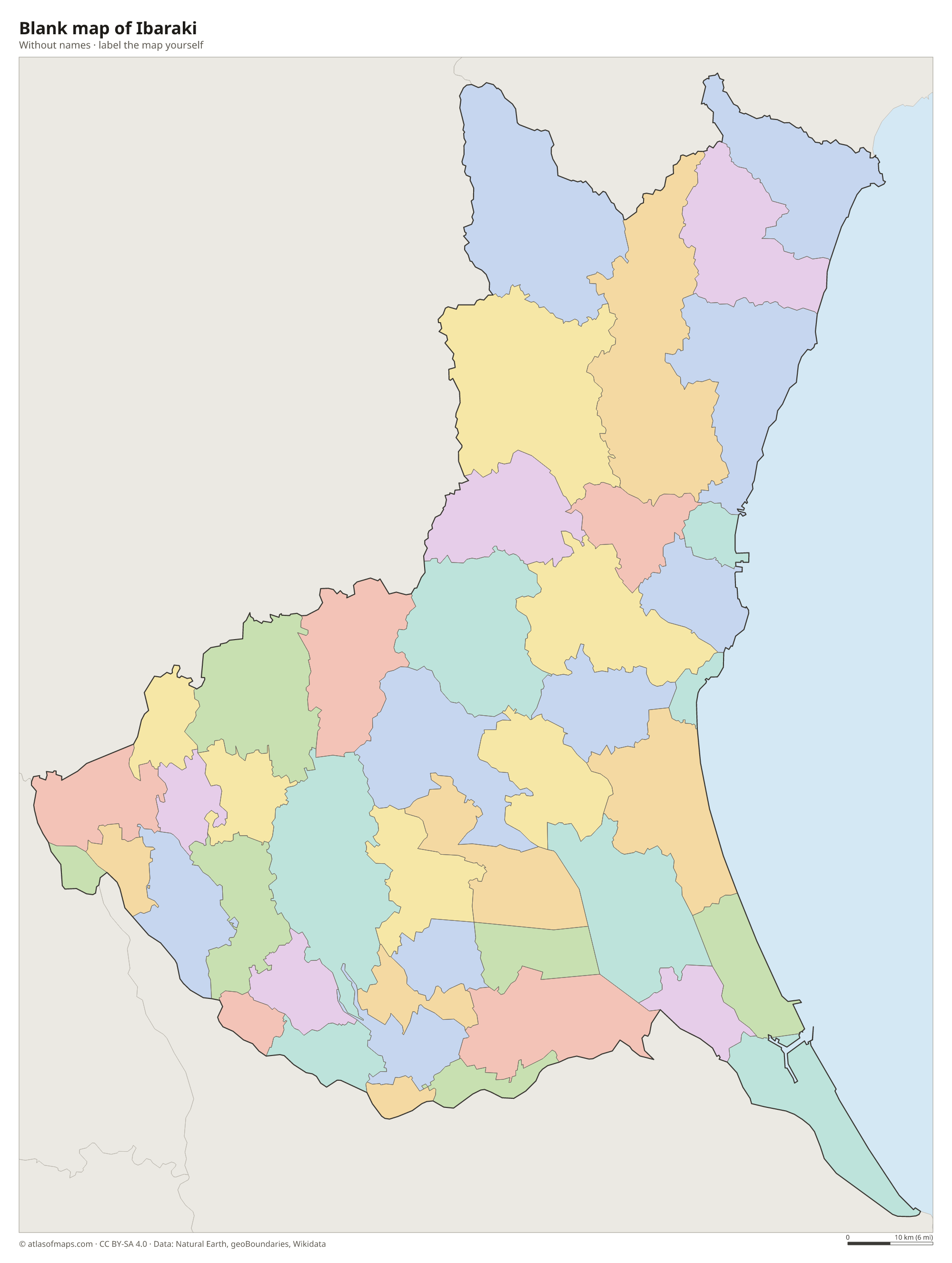 Blank map of Ibaraki without names