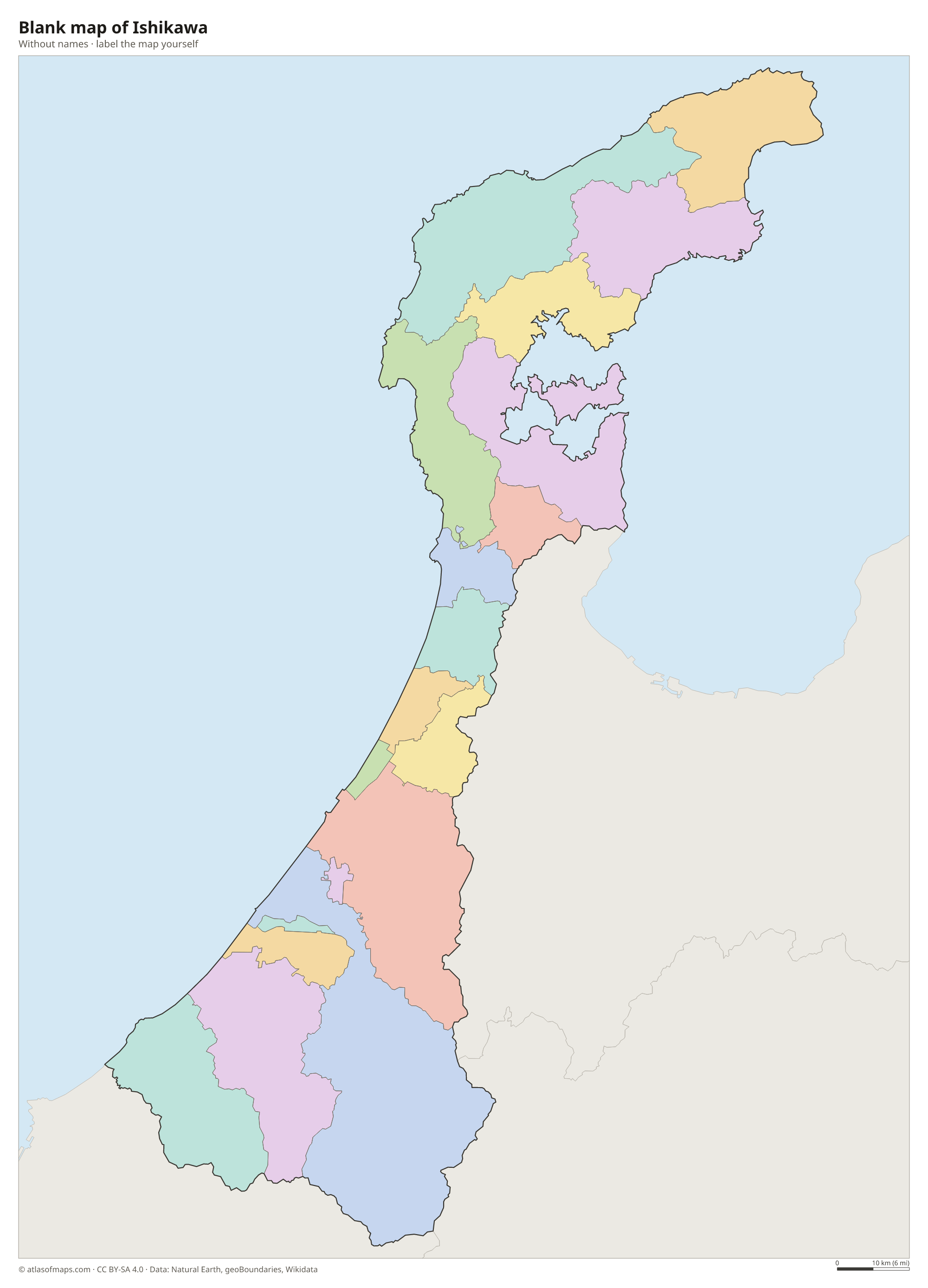 Blank map of Ishikawa without names