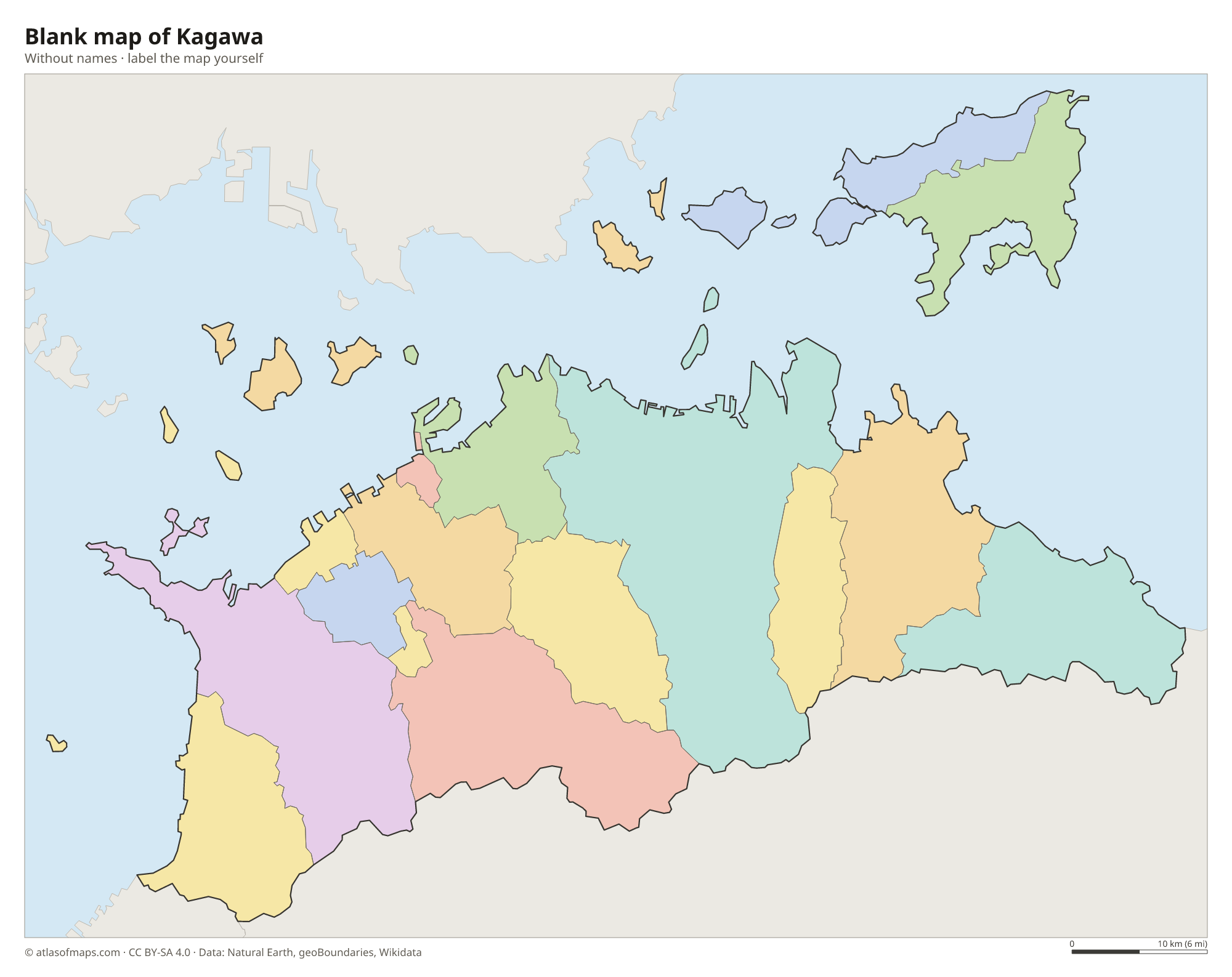 Blank map of Kagawa without names