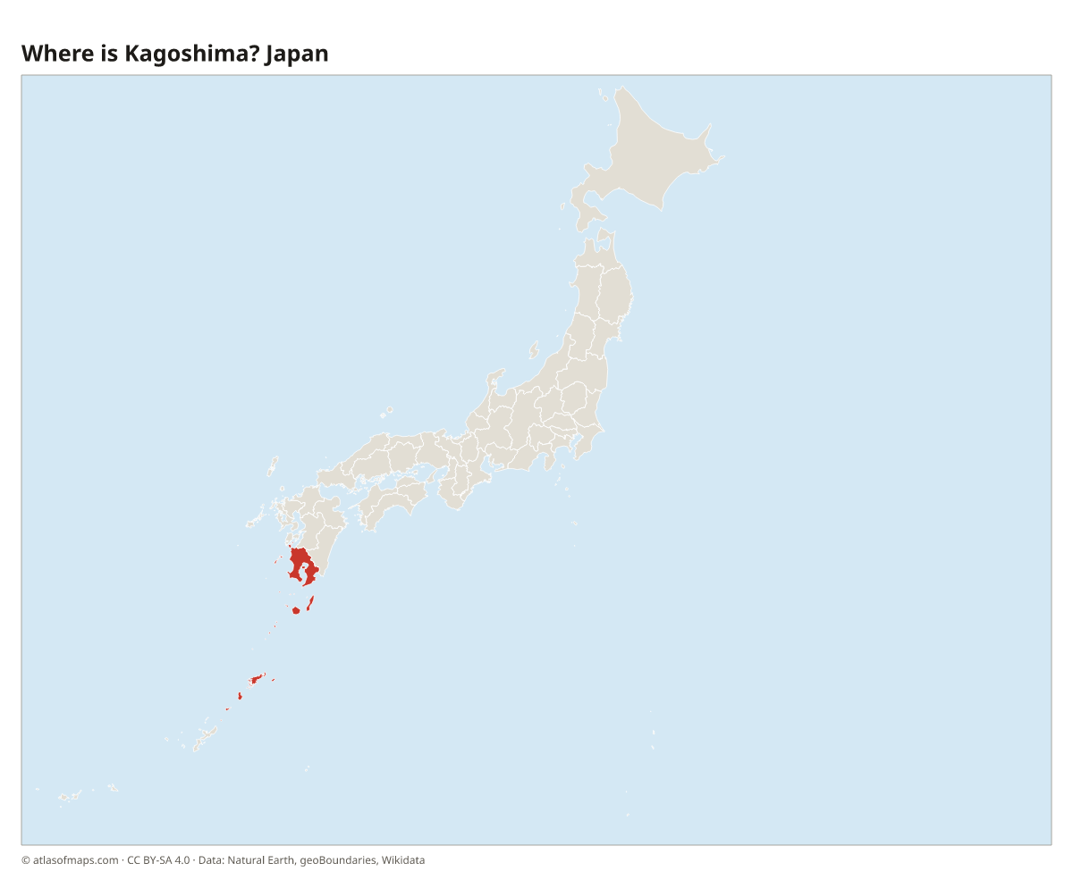 Location of Kagoshima in Japan