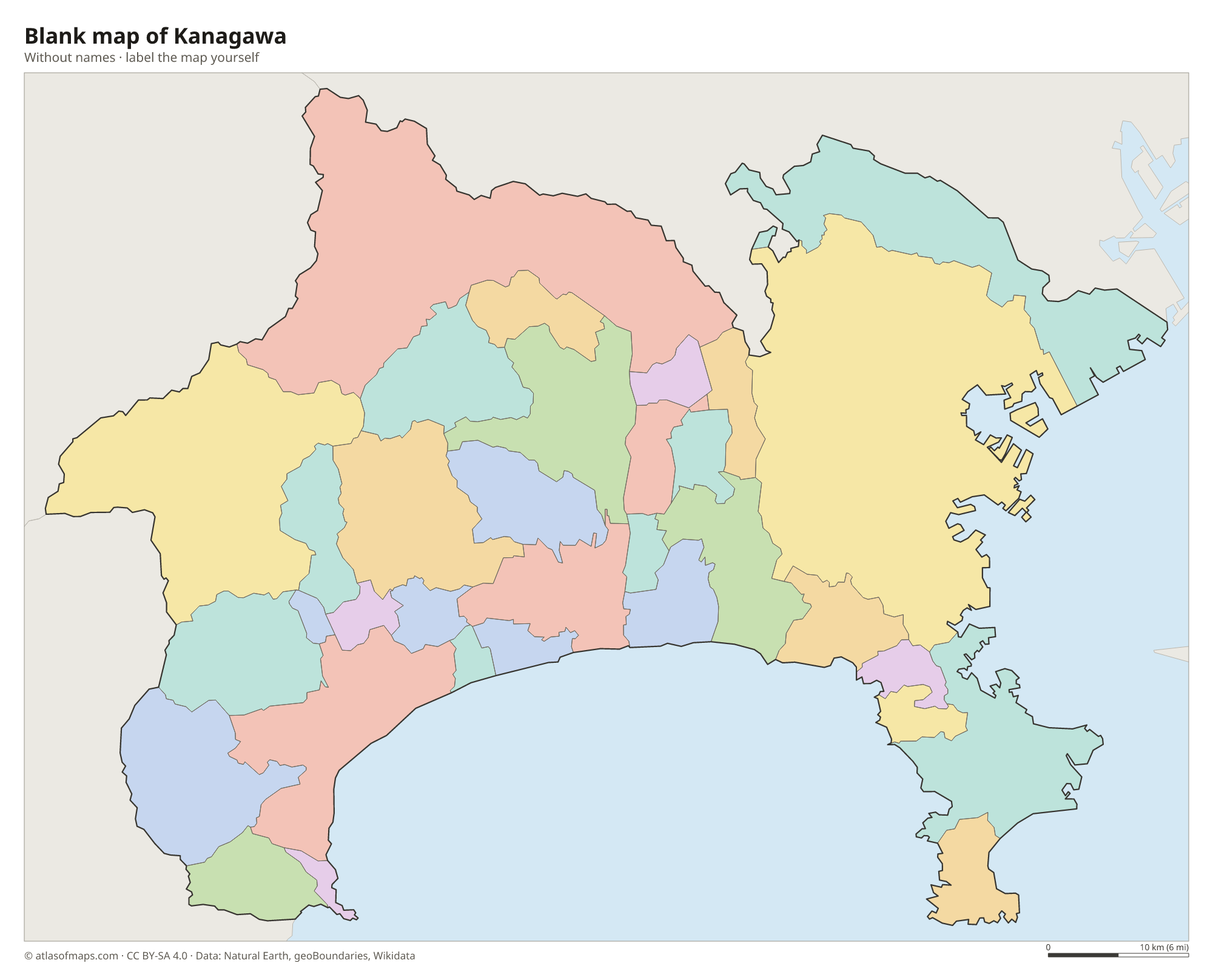 Blank map of Kanagawa without names