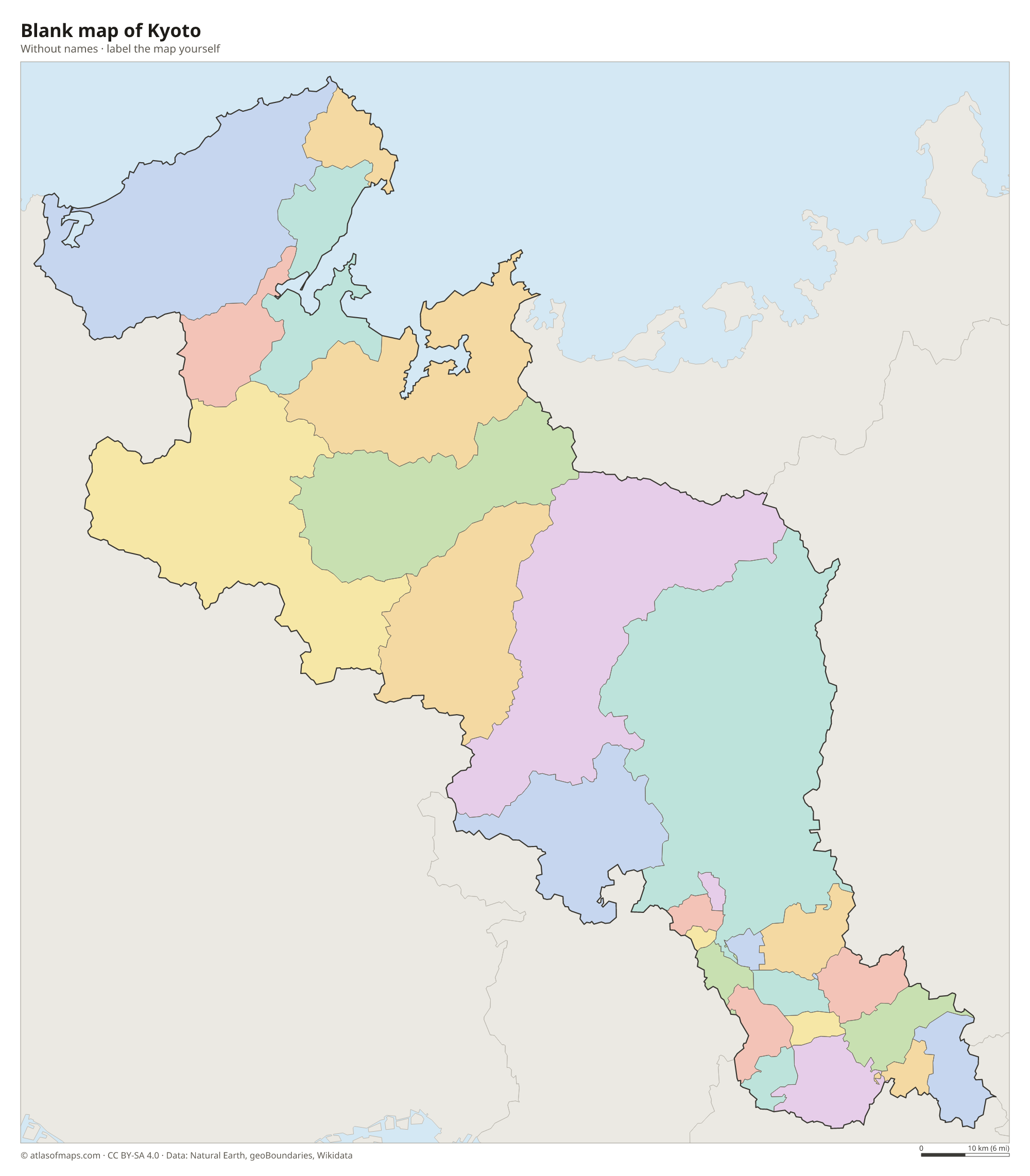 Blank map of Kyoto without names