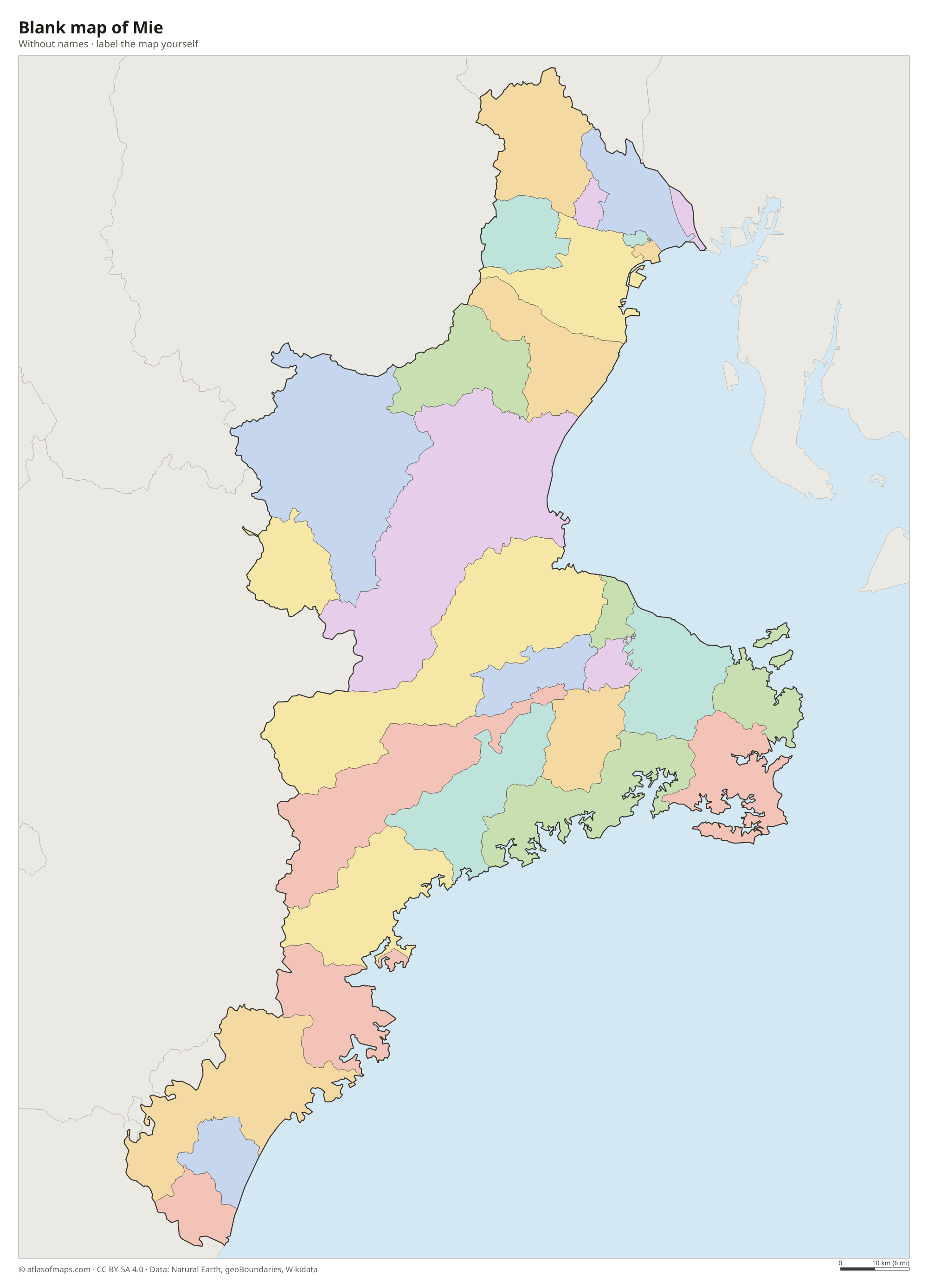 Blank map of Mie without names