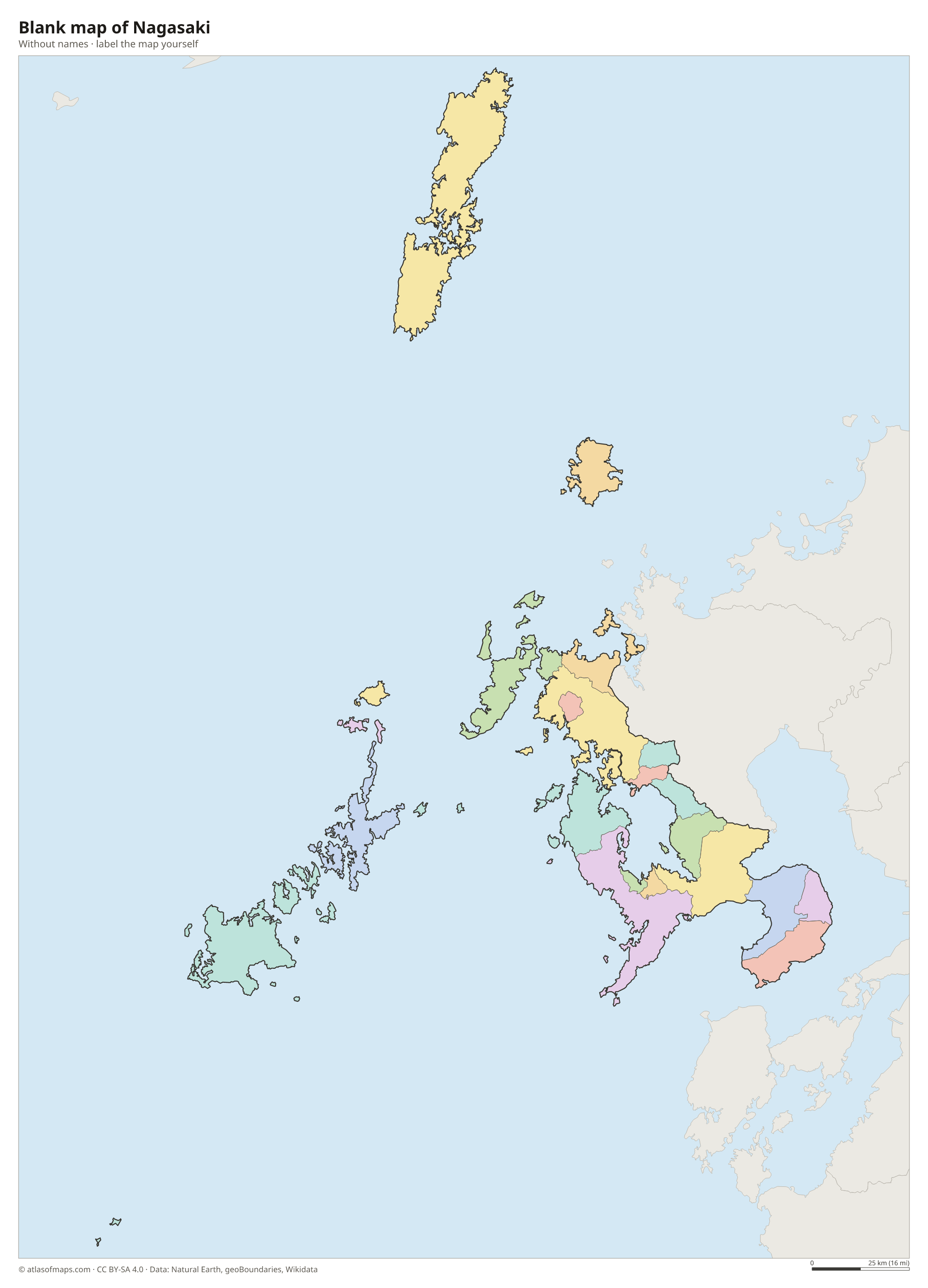 Blank map of Nagasaki without names