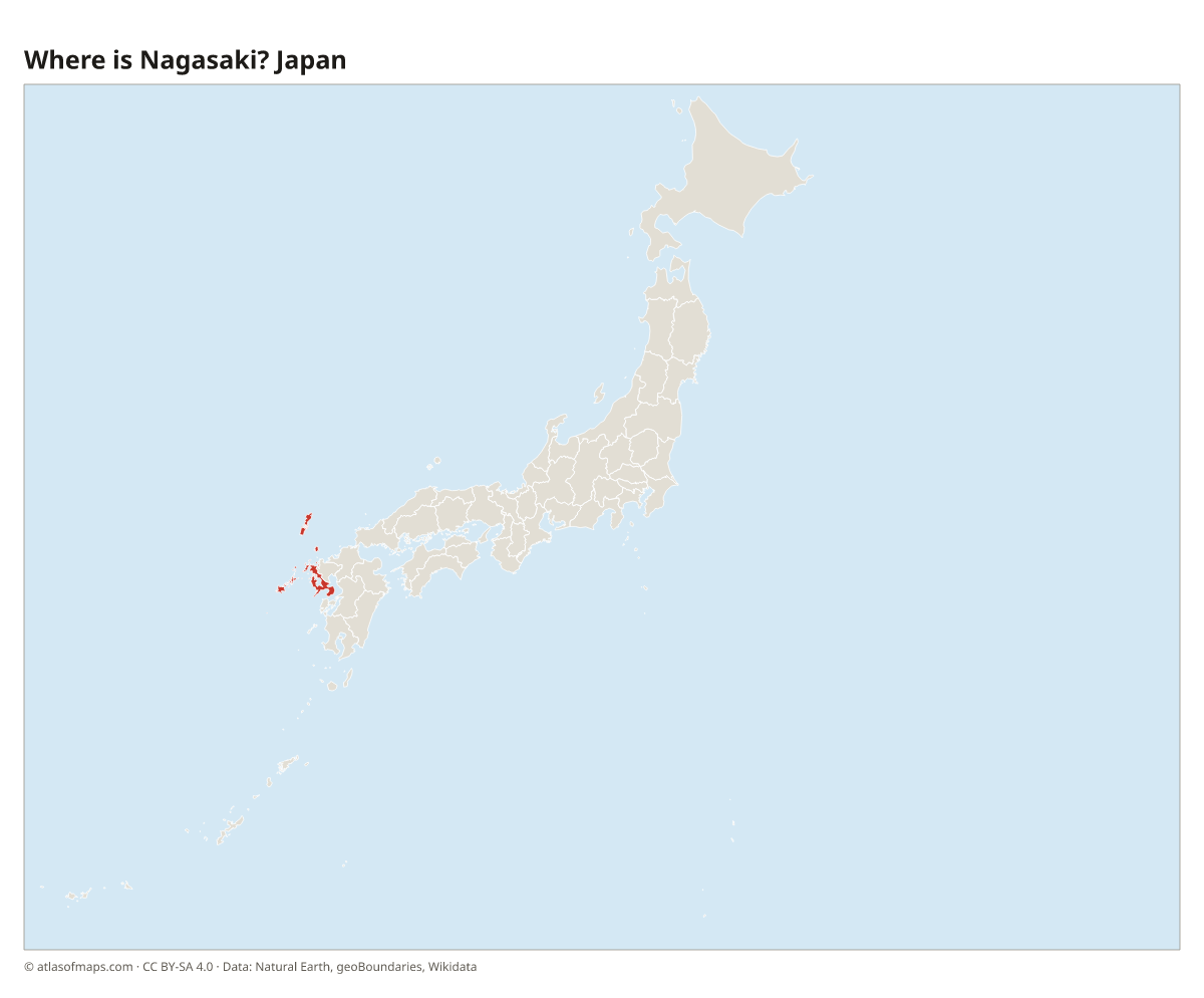 Location of Nagasaki in Japan