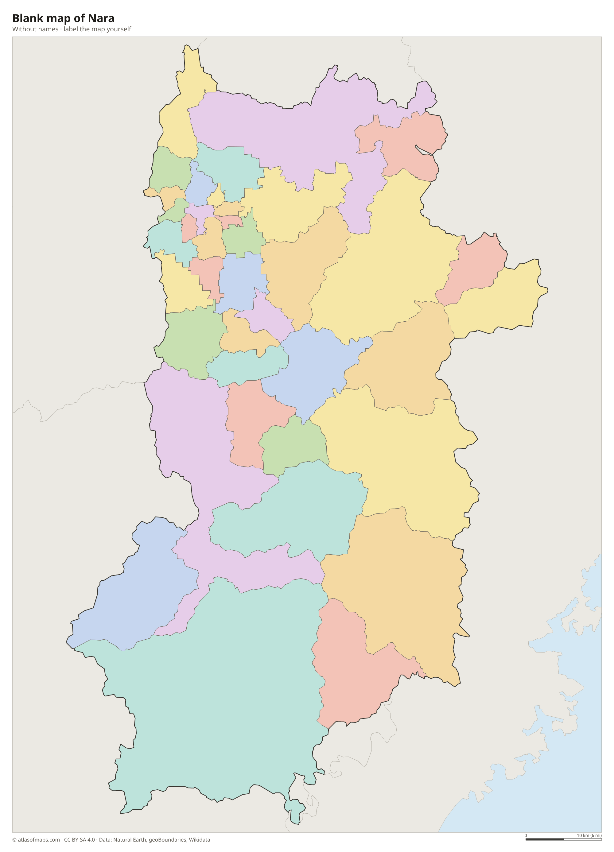 Blank map of Nara without names