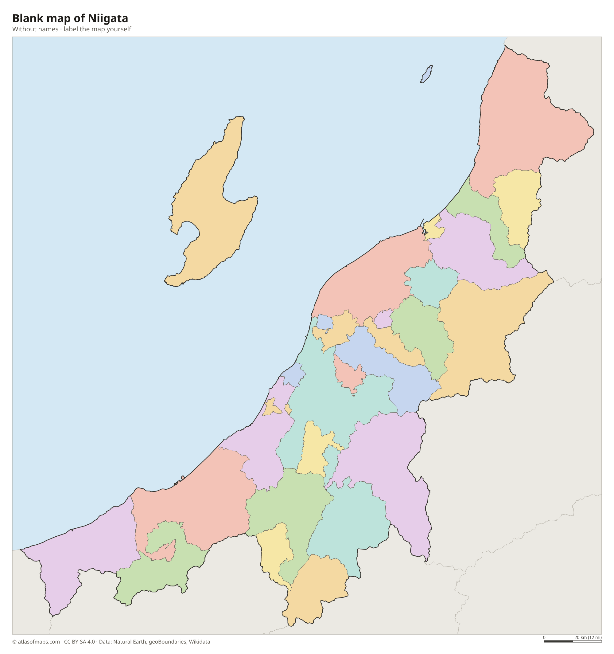Blank map of Niigata without names