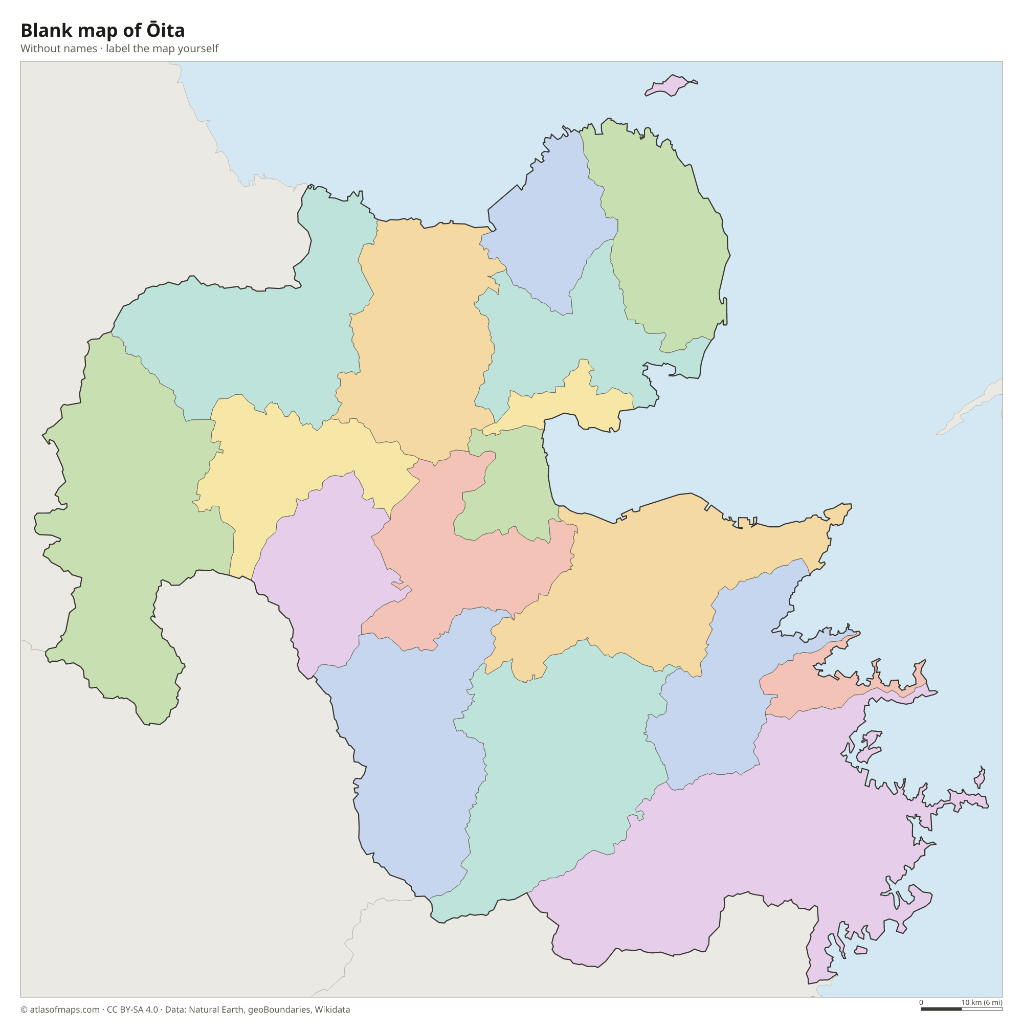 Blank map of Ōita without names