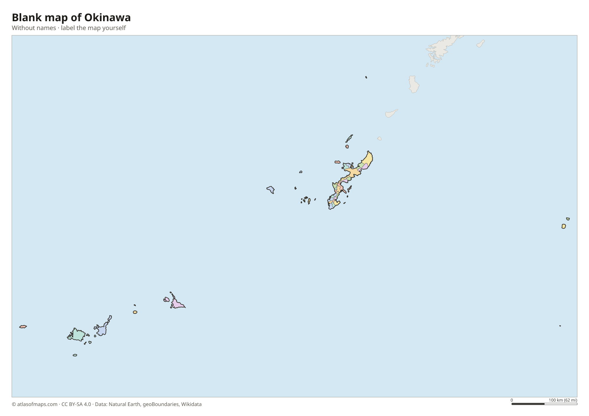 Blank map of Okinawa without names