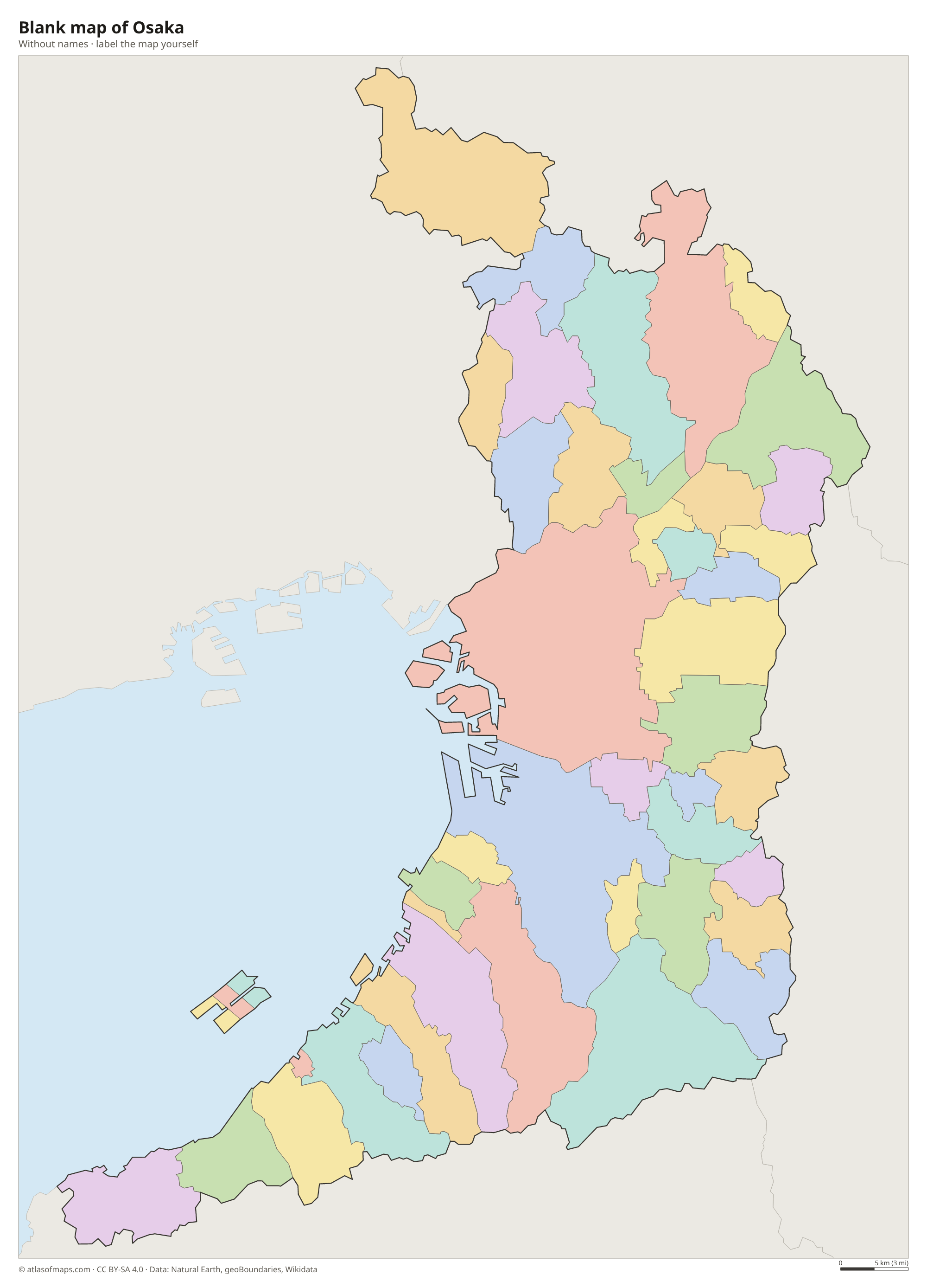 Blank map of Osaka without names