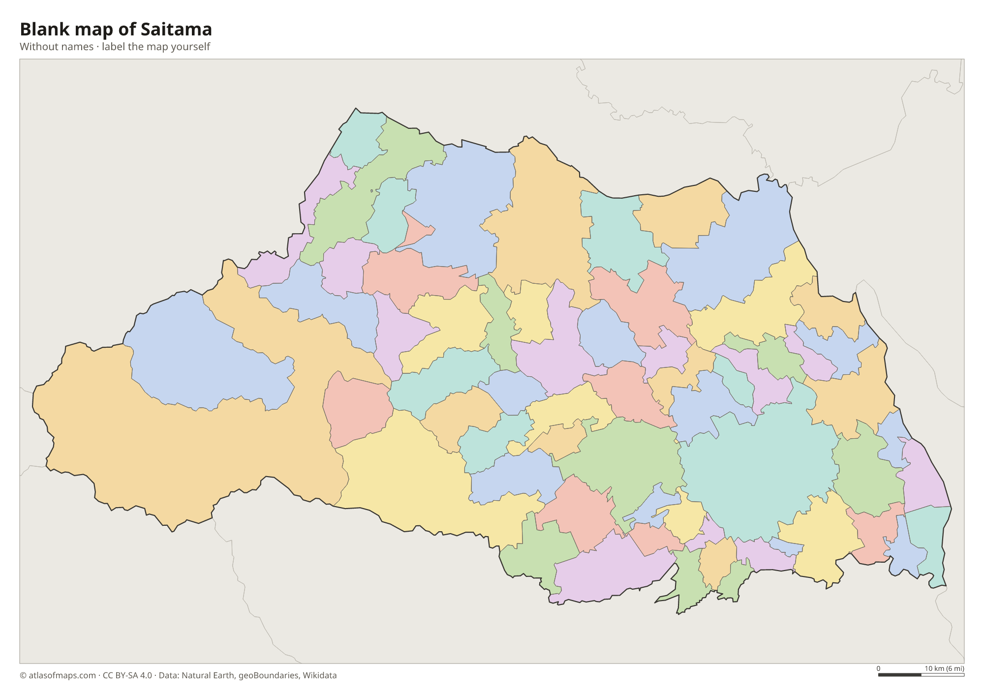 Blank map of Saitama without names