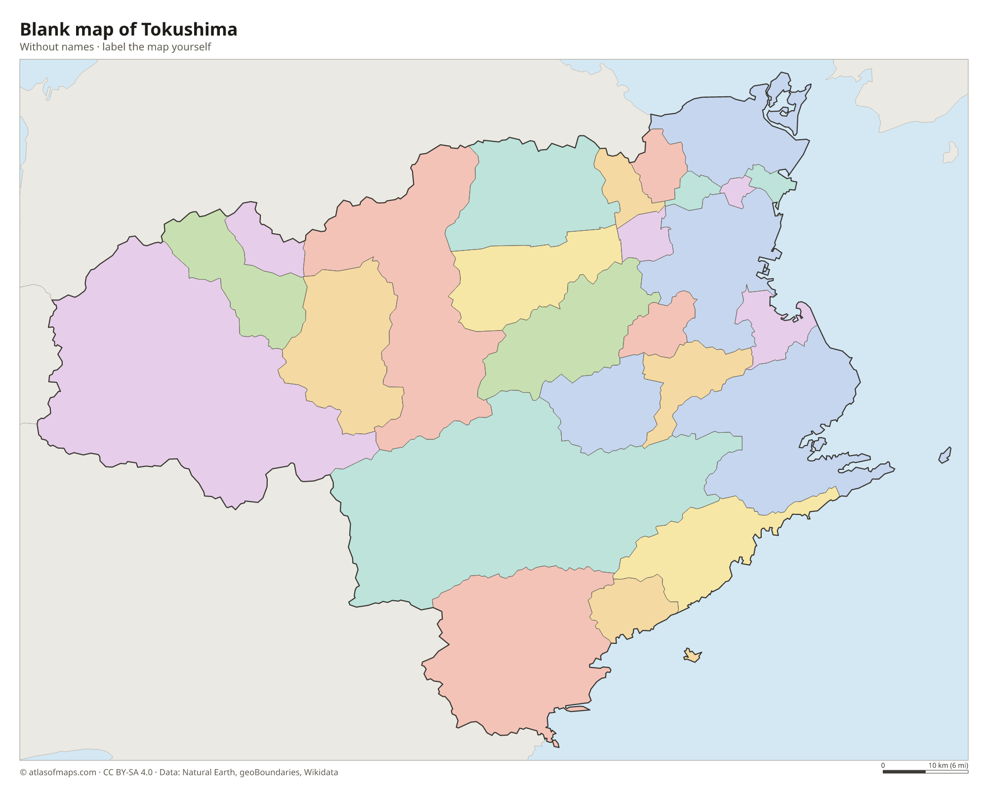 Blank map of Tokushima without names