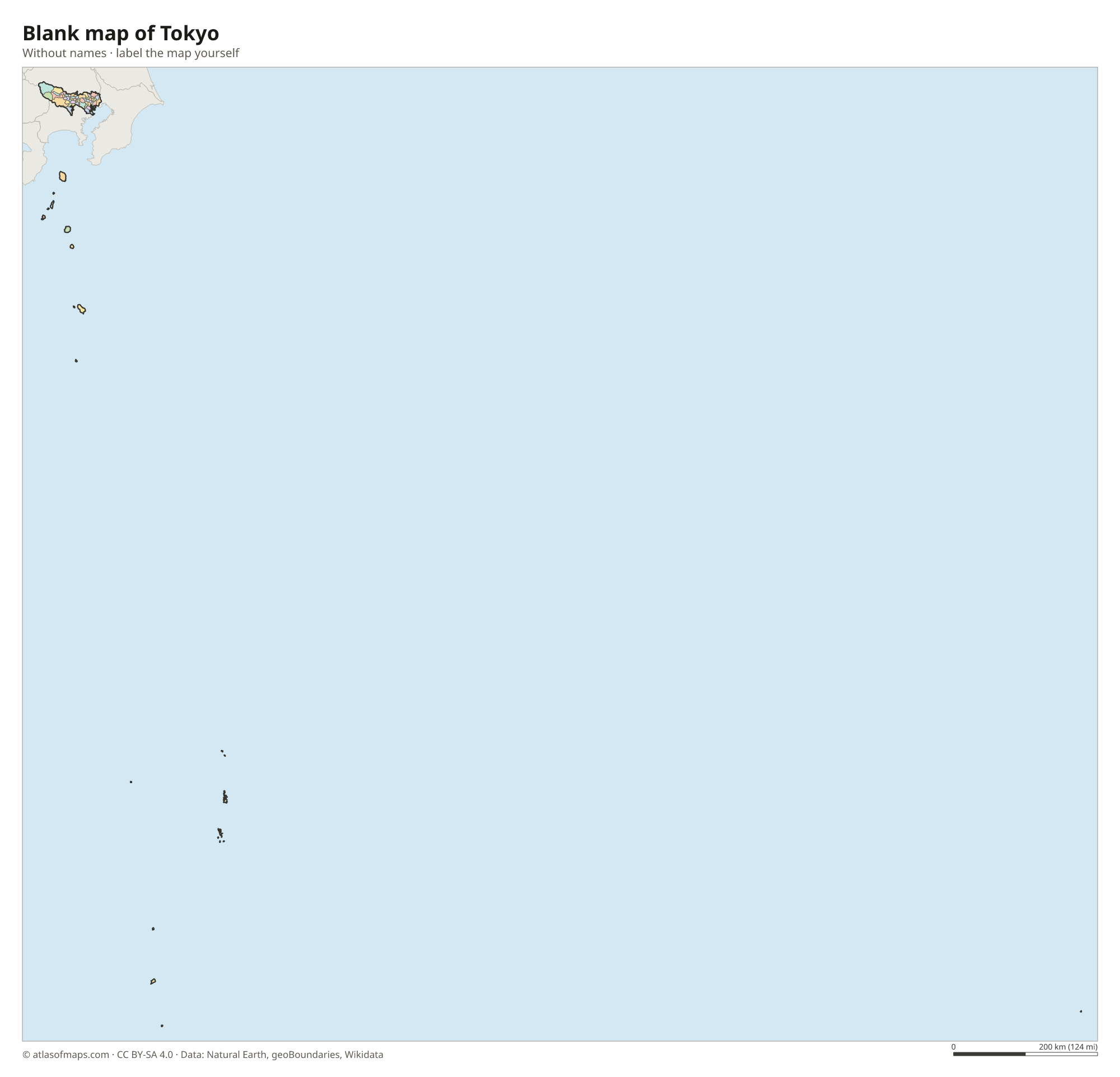 Blank map of Tokyo without names