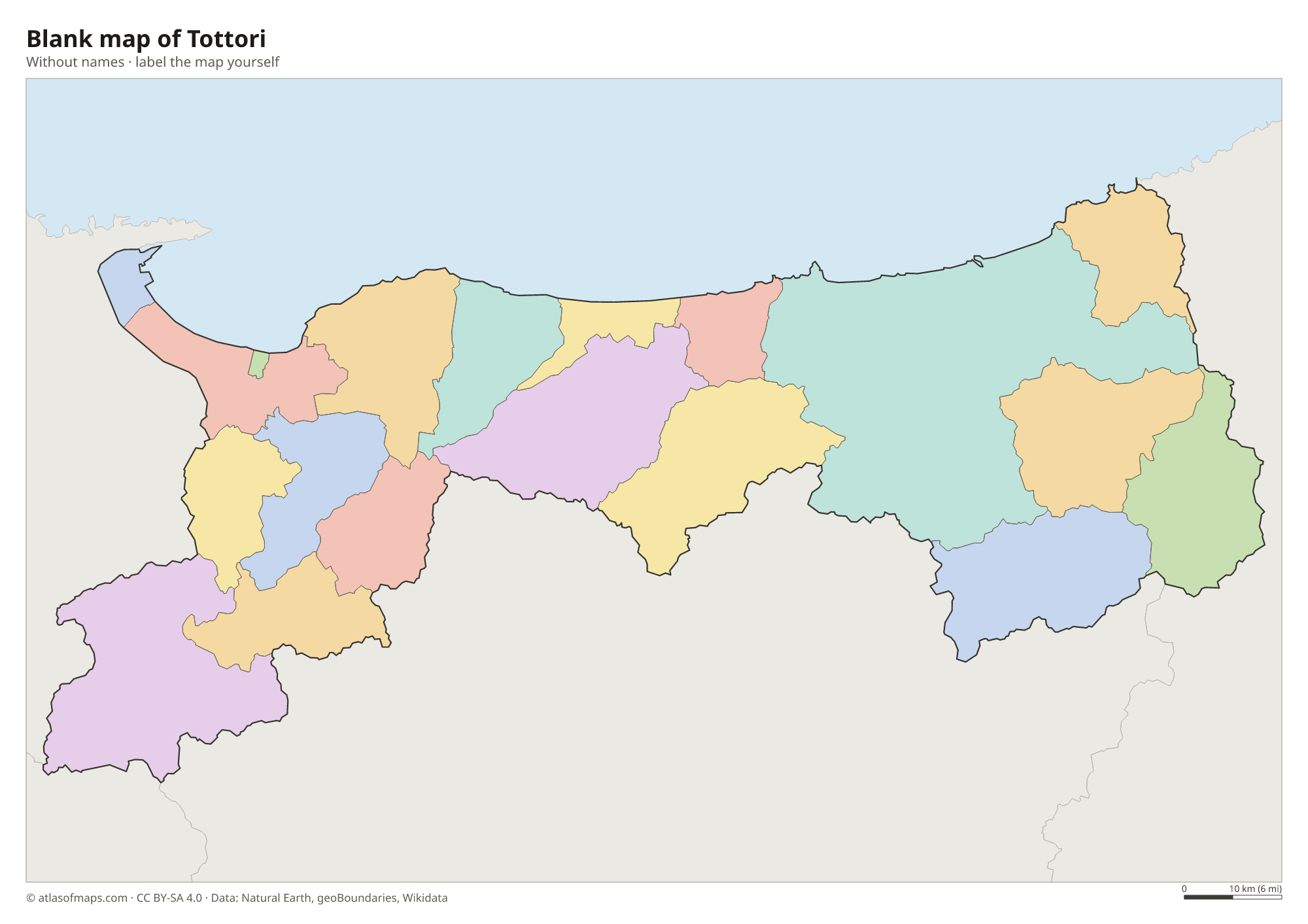 Blank map of Tottori without names