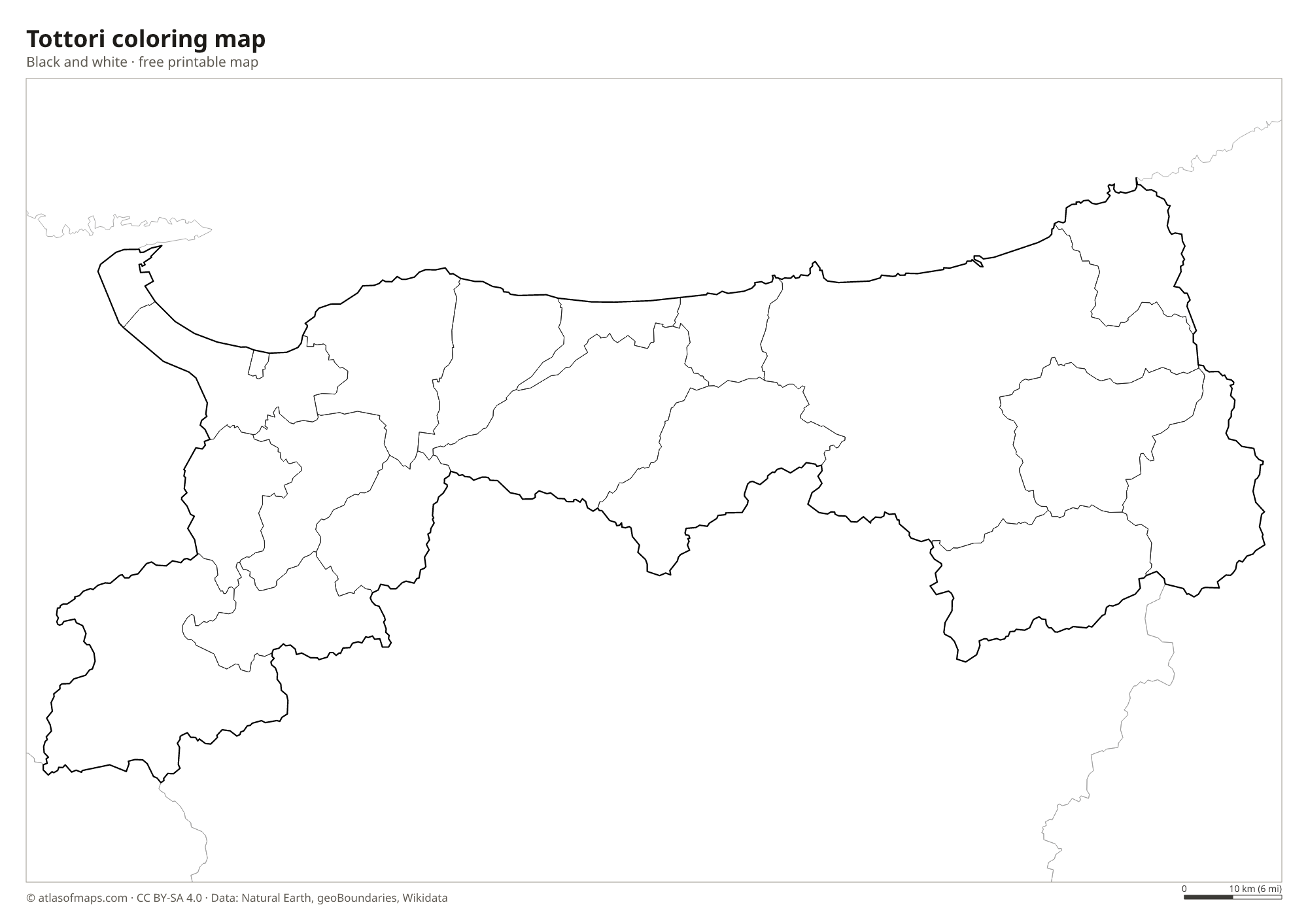 Black-and-white coloring map of Tottori
