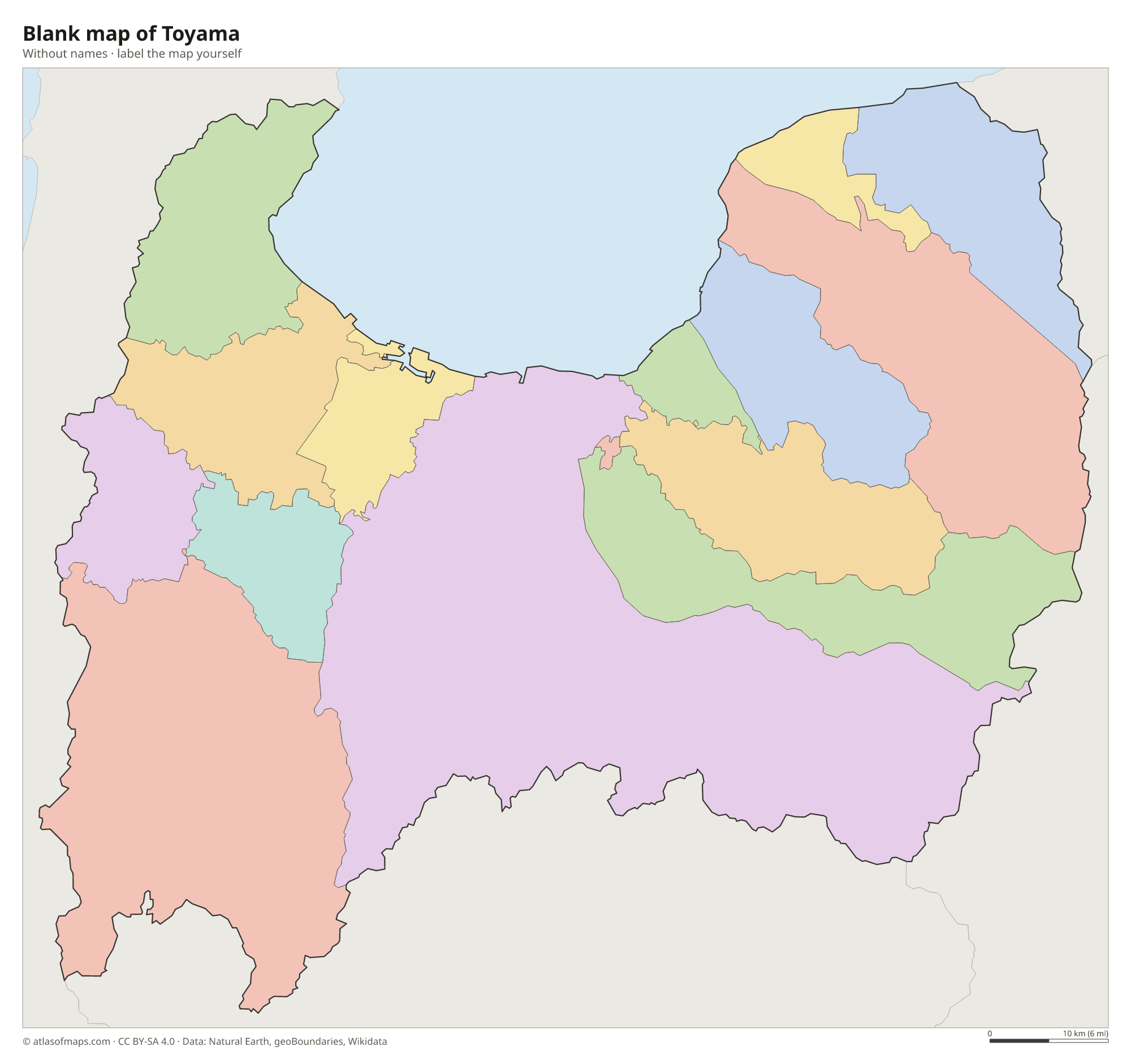 Blank map of Toyama without names