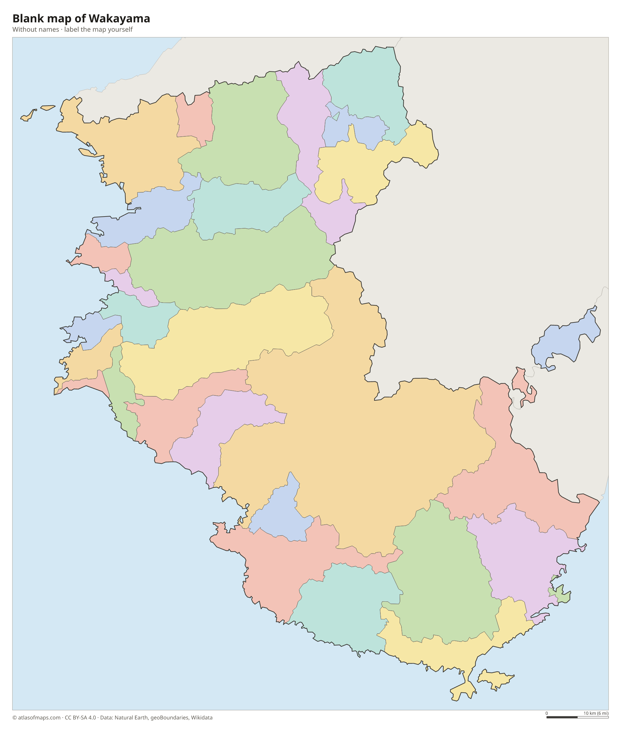 Blank map of Wakayama without names