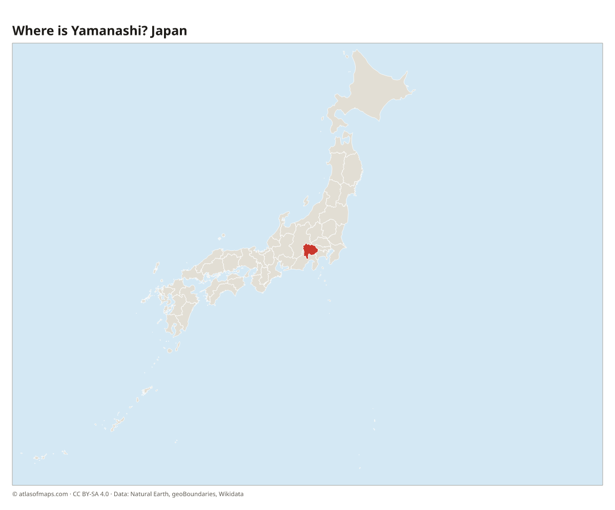 Location of Yamanashi in Japan