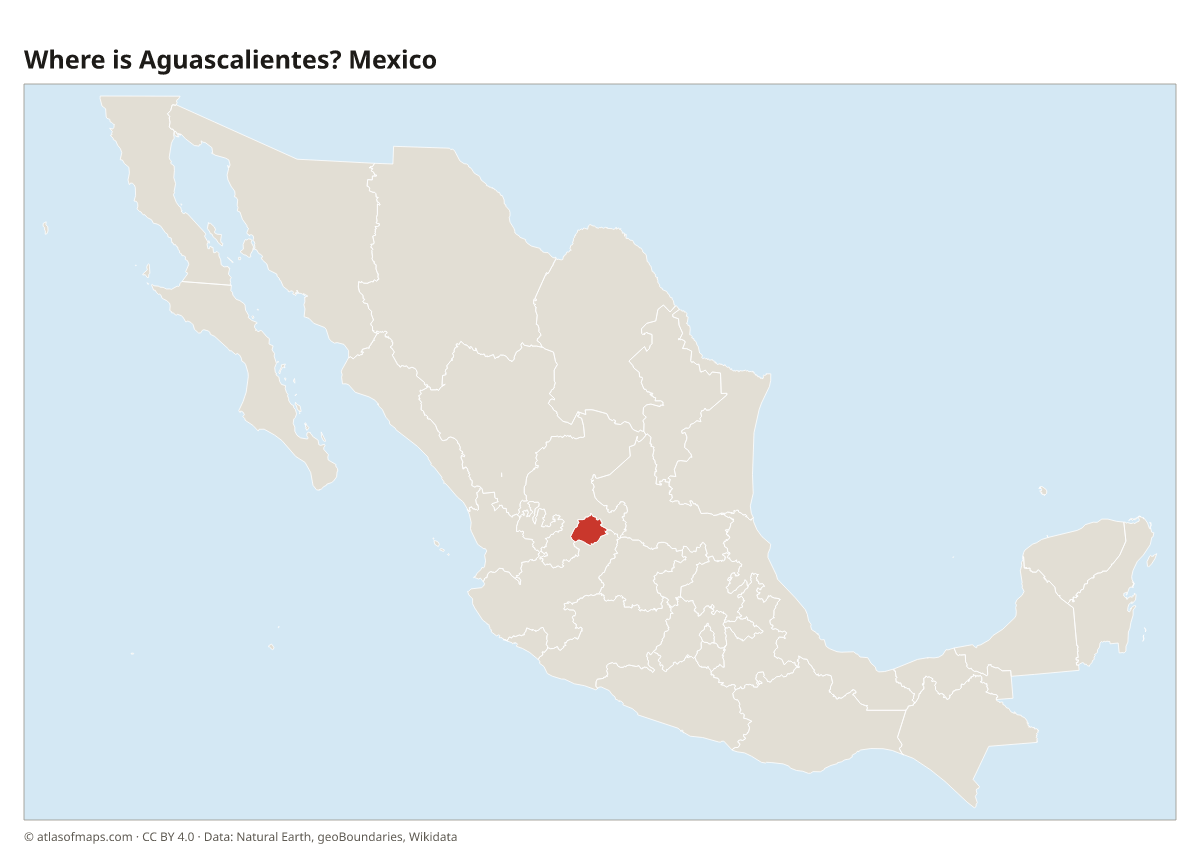 Location of Aguascalientes in Mexico
