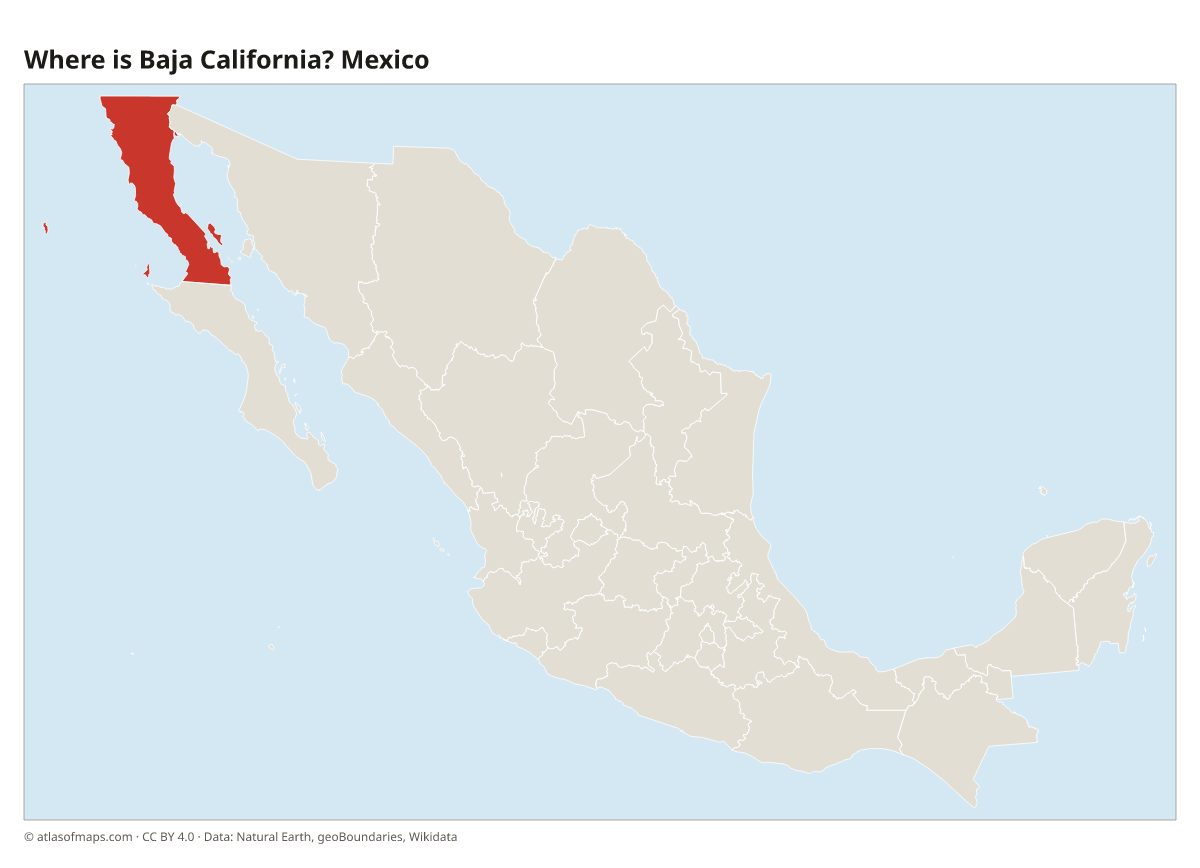 Location of Baja California in Mexico