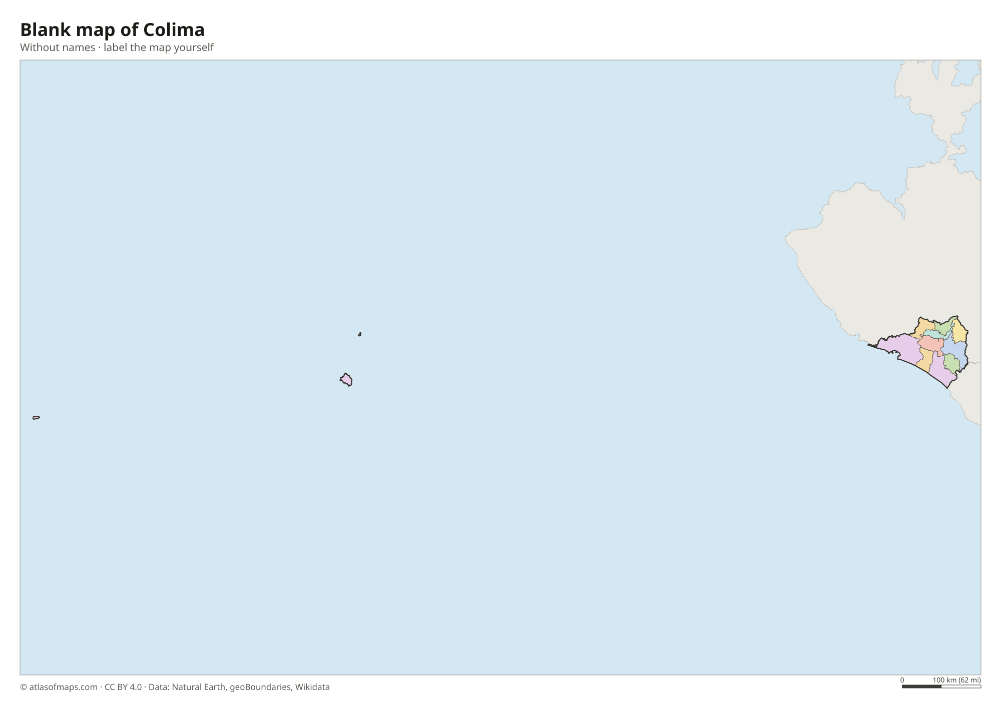 Blank map of Colima without names