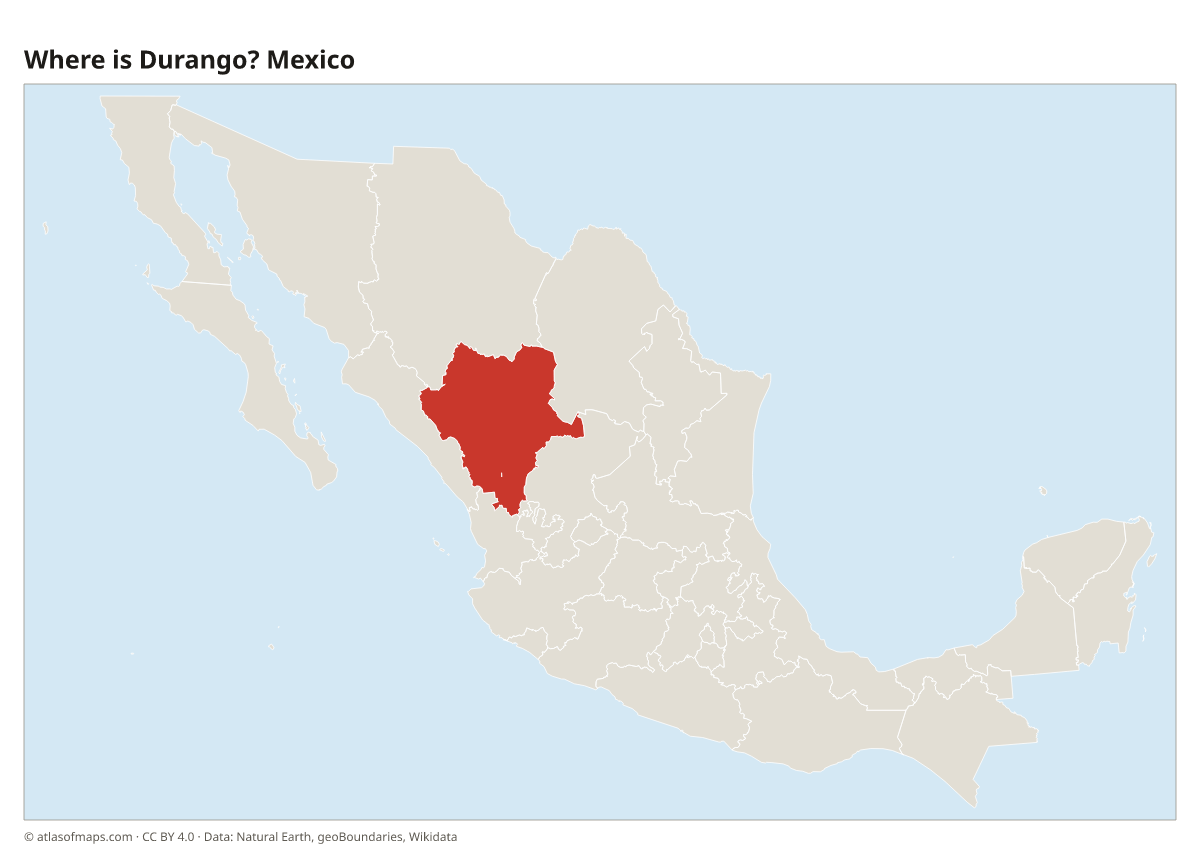 Location of Durango in Mexico
