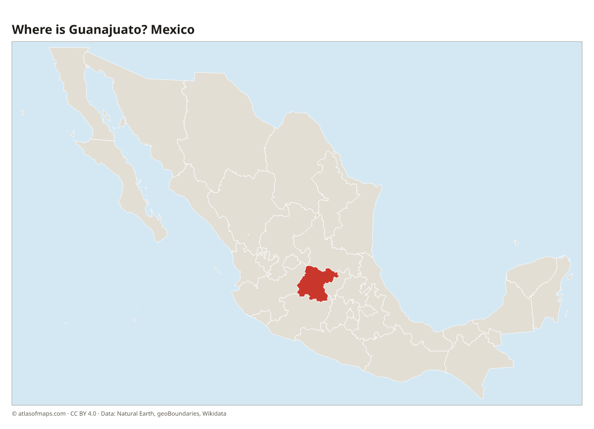 Location of Guanajuato in Mexico