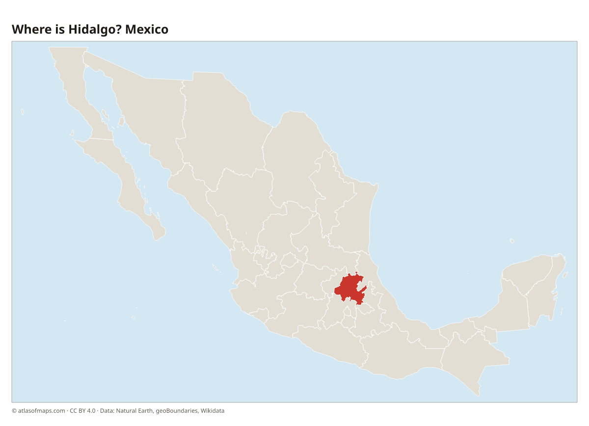 Location of Hidalgo in Mexico