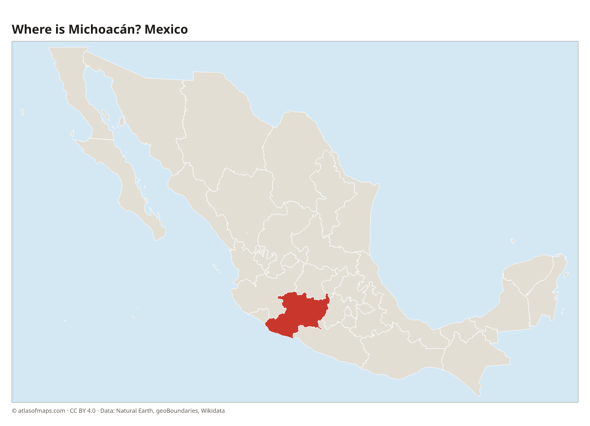 Location of Michoacán in Mexico