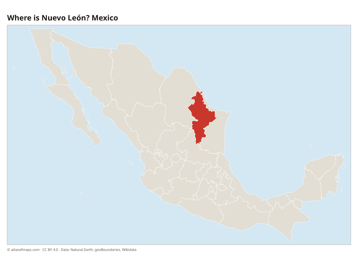 Location of Nuevo León in Mexico