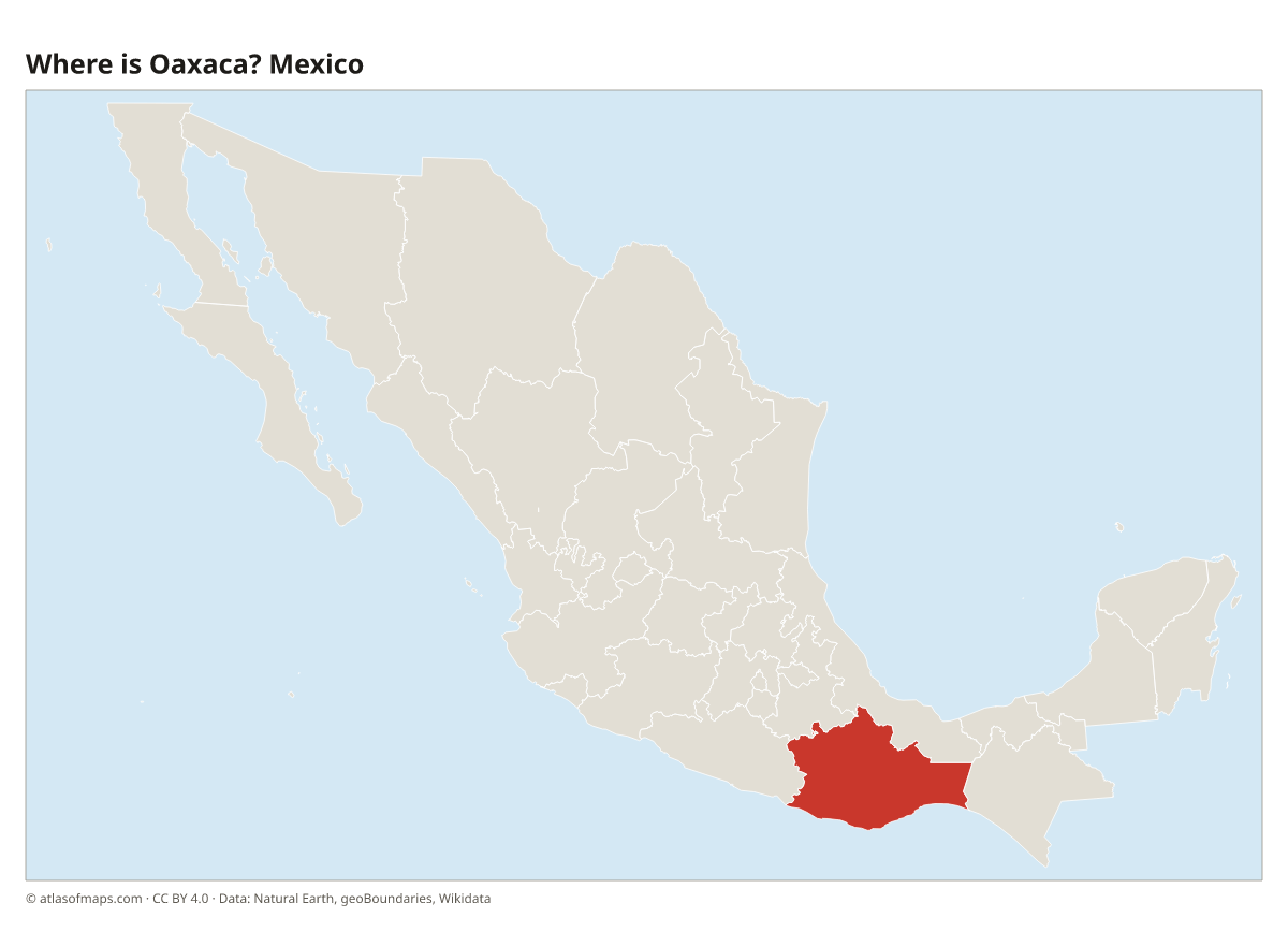 Location of Oaxaca in Mexico