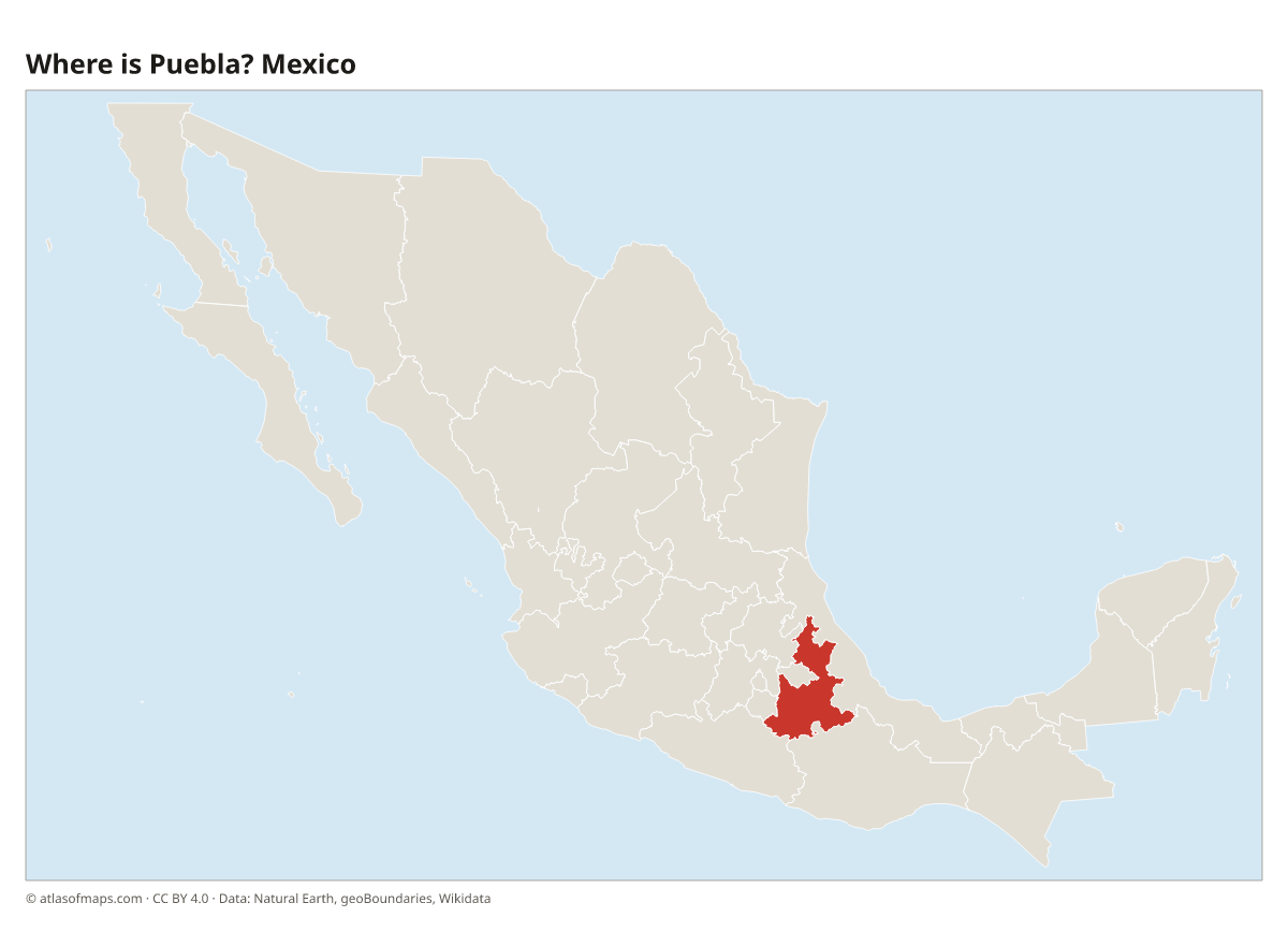 Location of Puebla in Mexico
