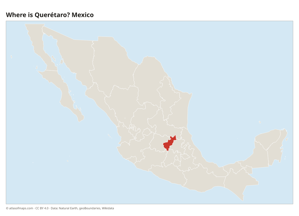 Location of Querétaro in Mexico