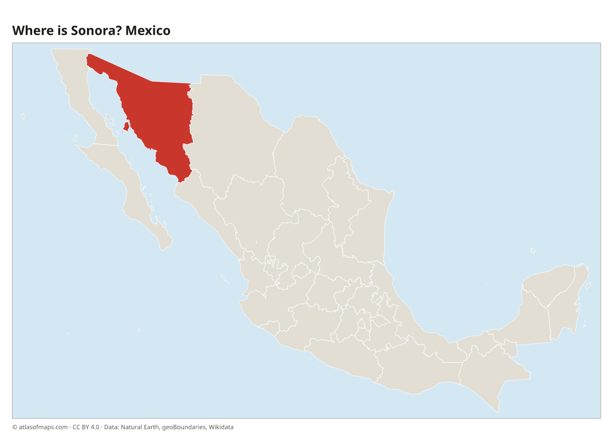 Location of Sonora in Mexico