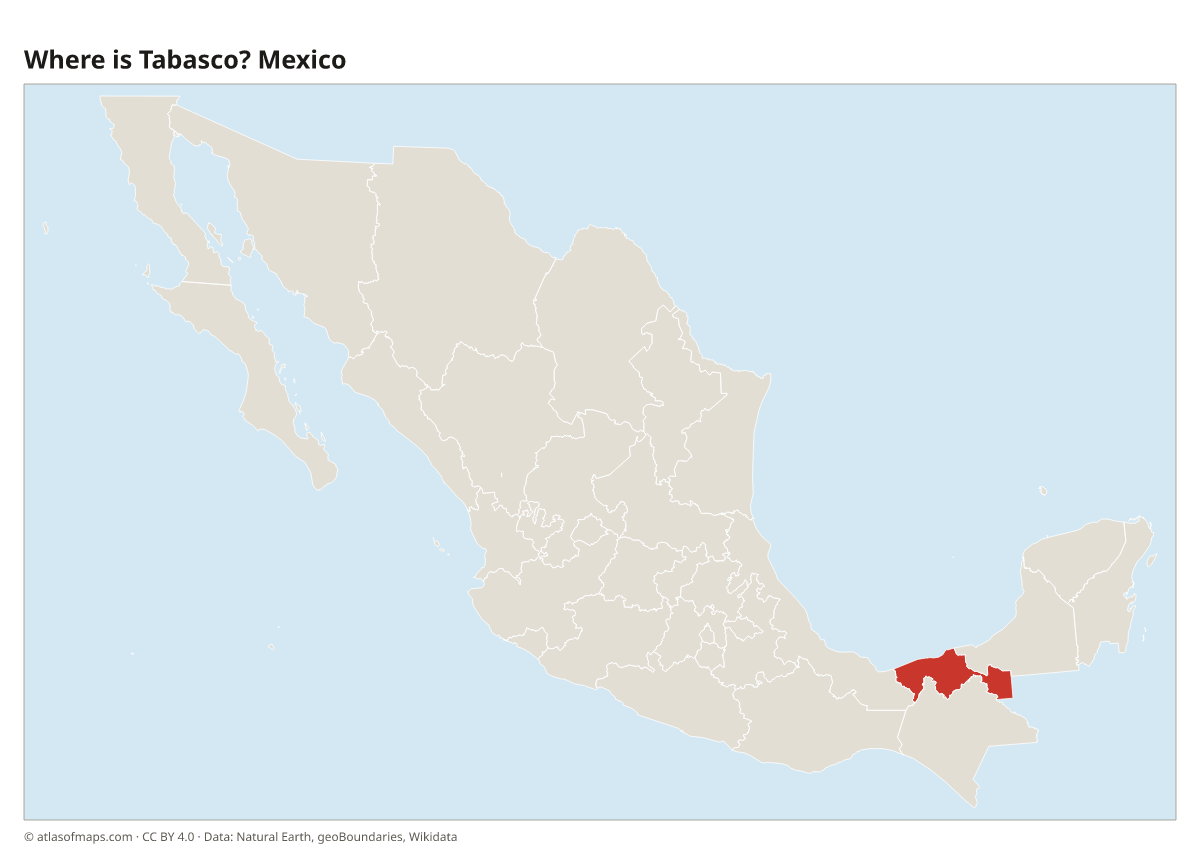 Location of Tabasco in Mexico