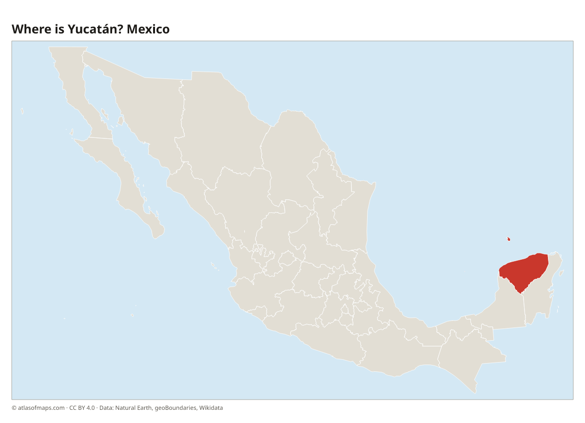 Location of Yucatán in Mexico
