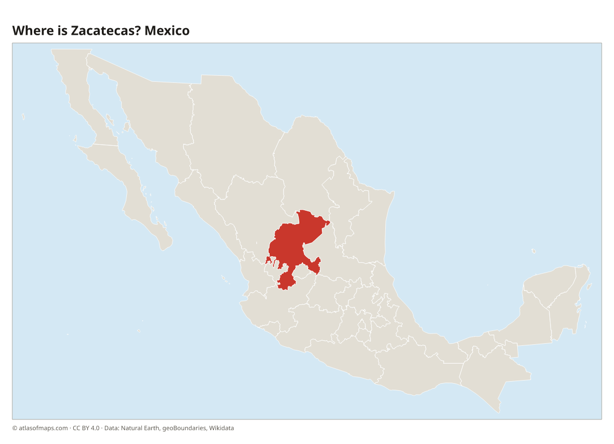 Location of Zacatecas in Mexico