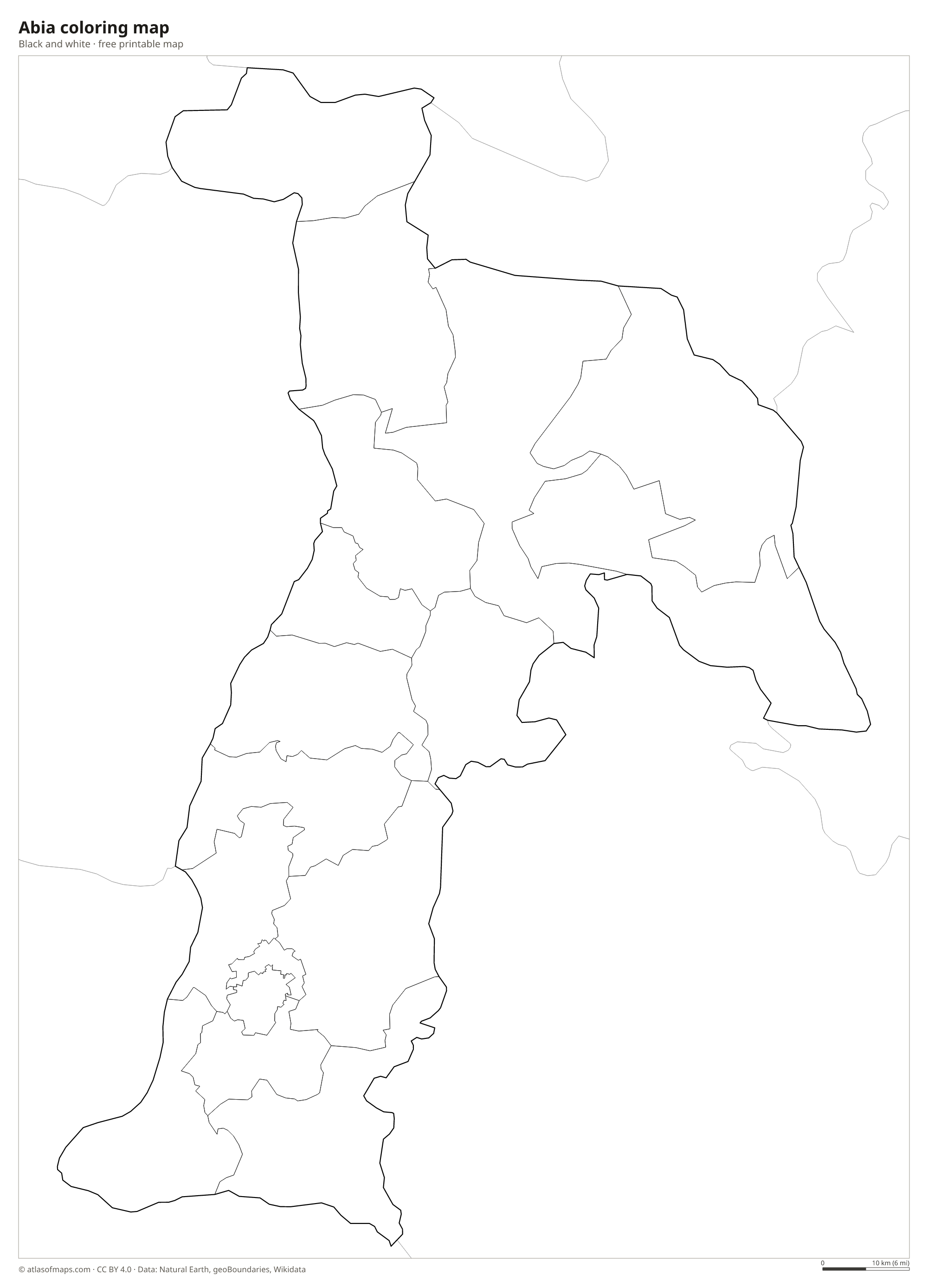 Black-and-white coloring map of Abia
