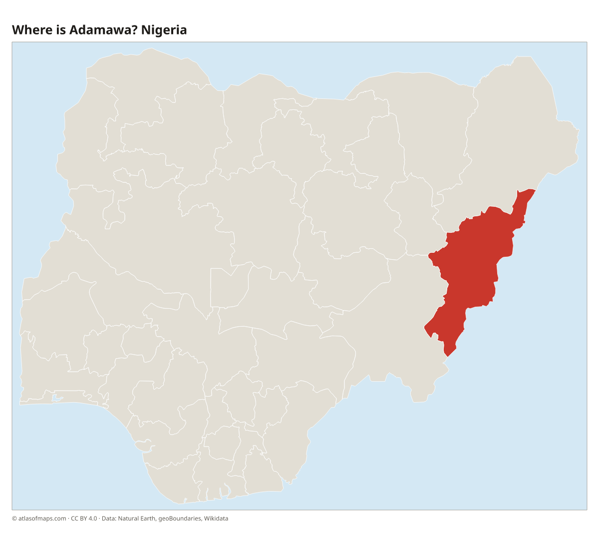 Location of Adamawa in Nigeria